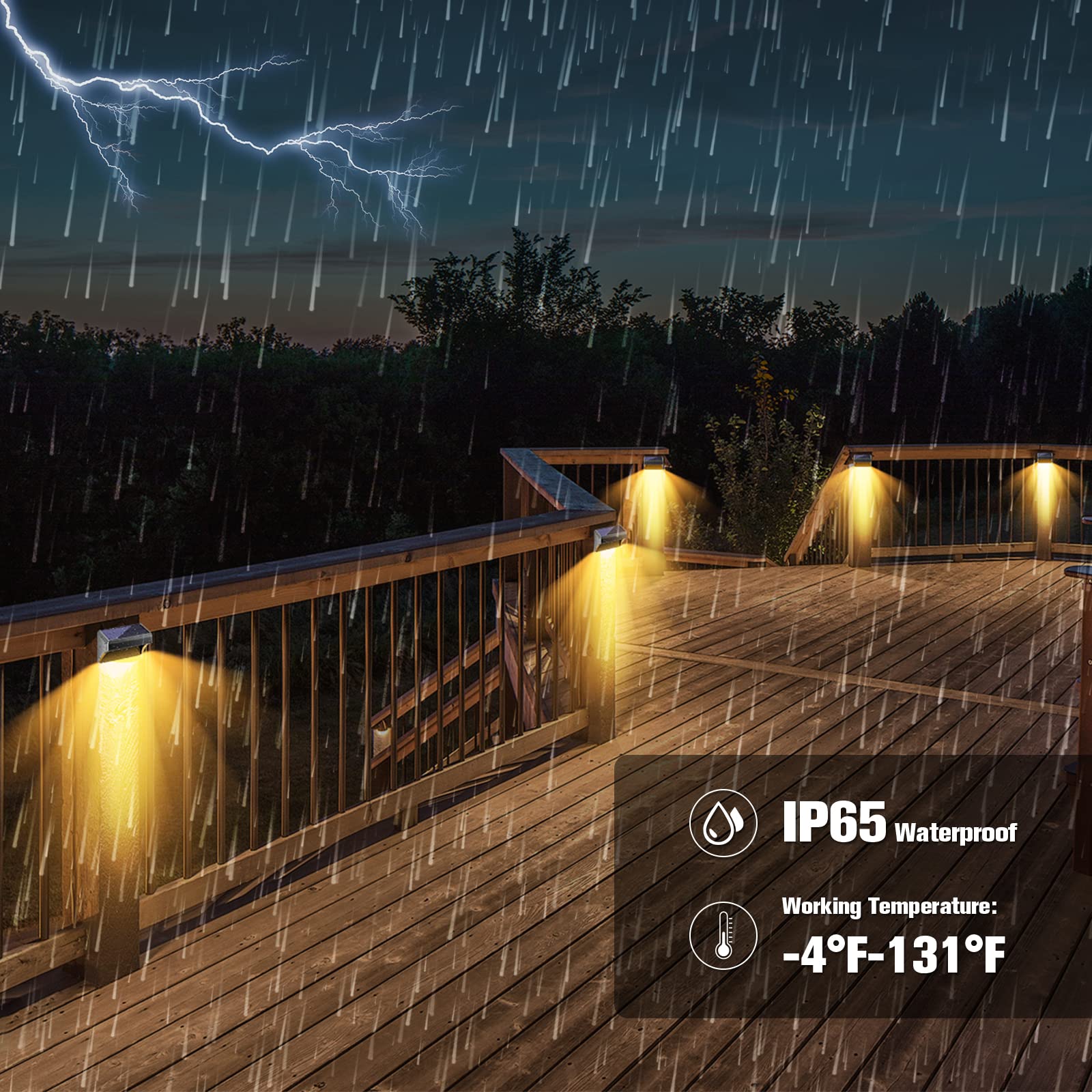 Bridika Solar Fence Lights, 12 Pack Waterproof Outdoor Wall Lights, Warm & Cool White, Plastic, Model QS31038