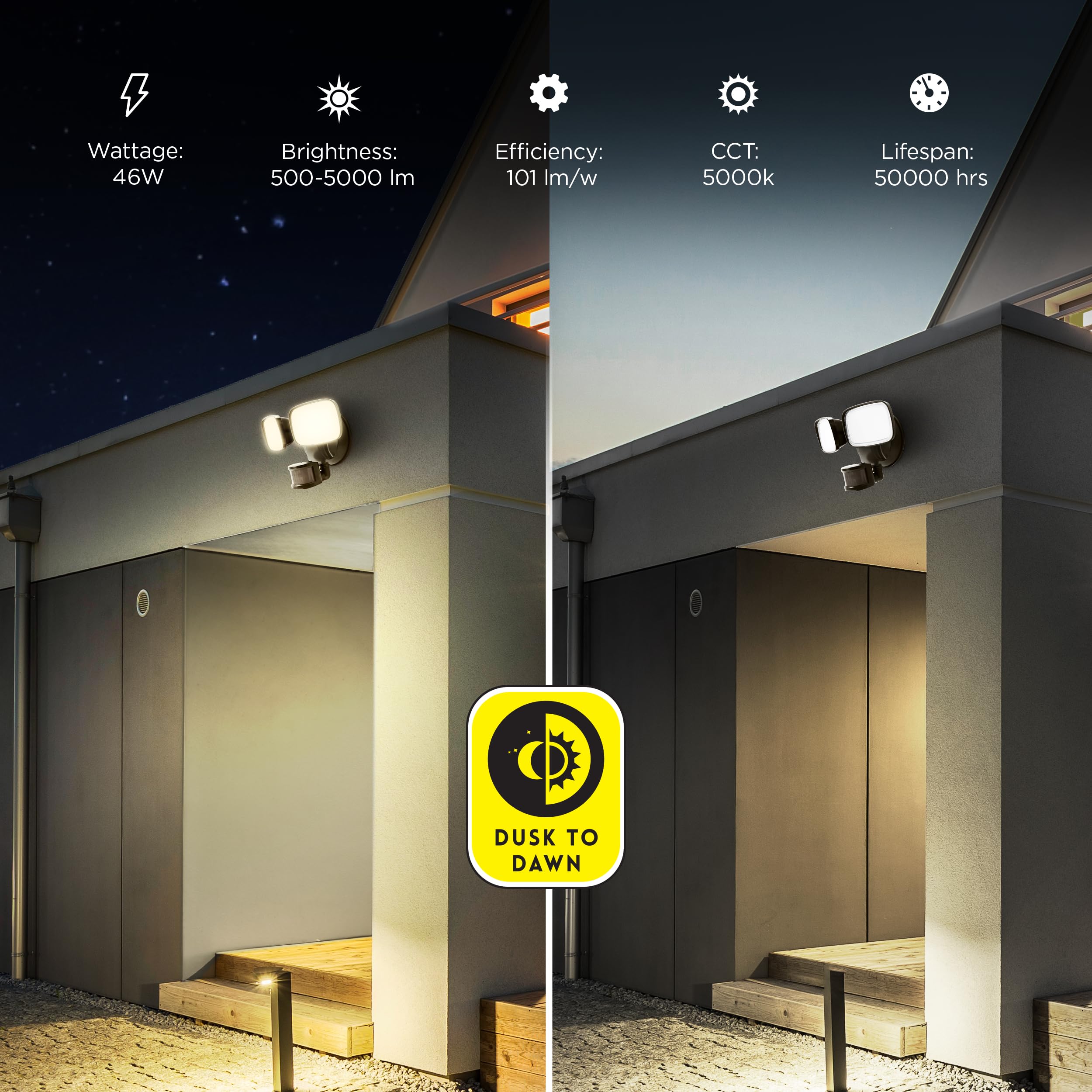 Feit Electric LED Outdoor Flood Light - Motion Sensor, Dusk to Dawn, 2000 Lumen, 9 in., Bronze, Model S9DFL/850/MOT/BZ