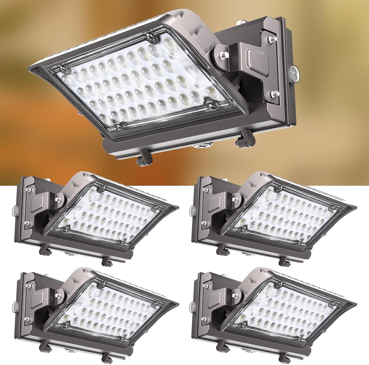 Lightdot 4Pack 150W LED Wall Pack Lights, 360 Adjustable Panel with Dusk to Dawn Photocell, 22500Lm 5000K, IP65 Waterproof & Adv