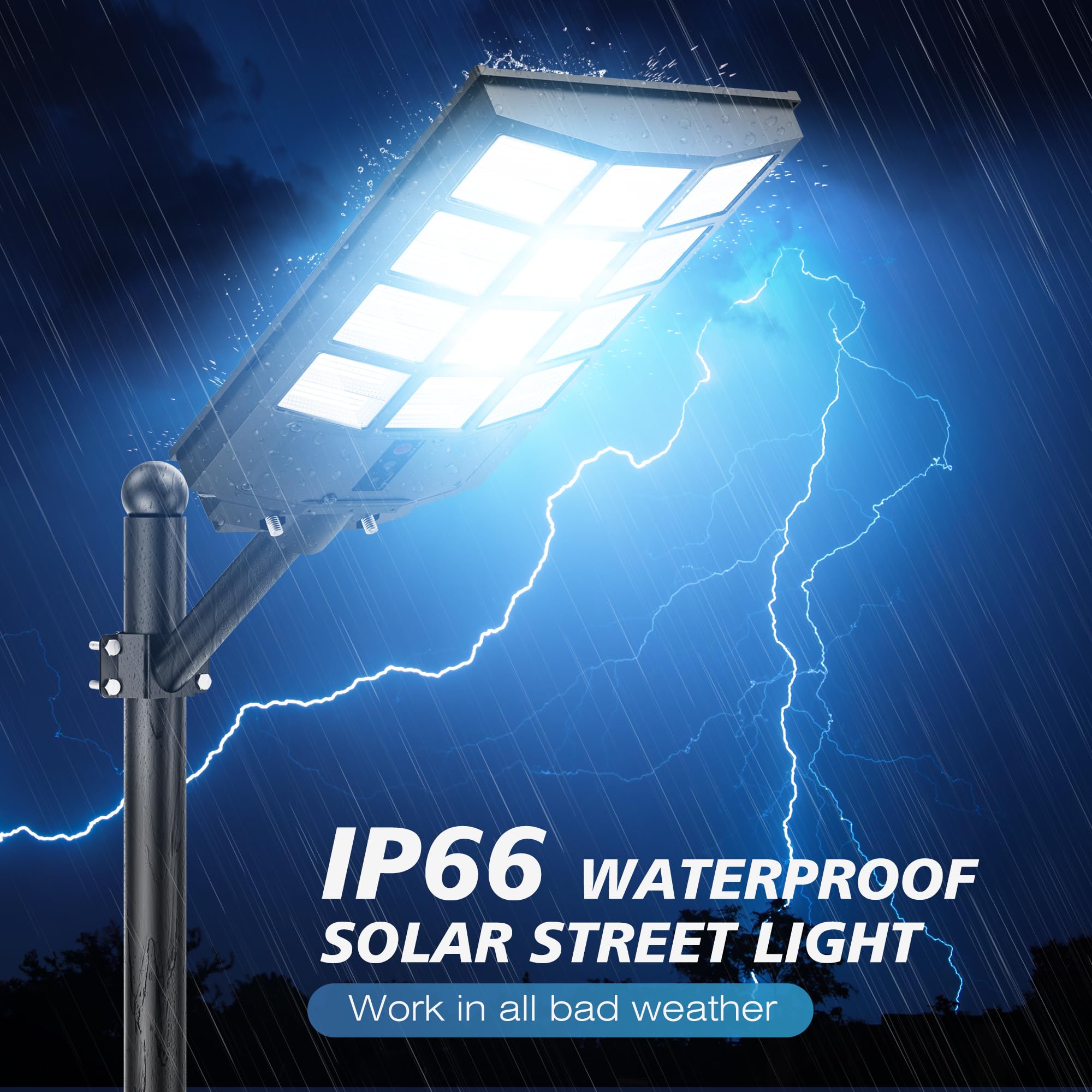Sunwish 5000W Solar Street Lights - IP66 Waterproof, 6500K LED Flood Light, Motion Sensor, Remote, 4 Pack, A5000W-4Pack
