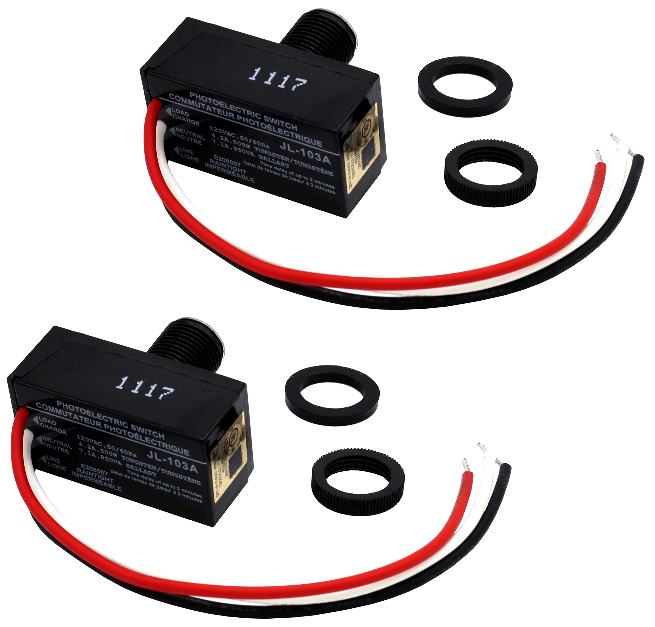 Creative Hobbies Pack of 2, Outdoor Hard-Wired Post Eye Light Control Electric Resistor Photocell Light Sensor, Dusk to Dawn Sen