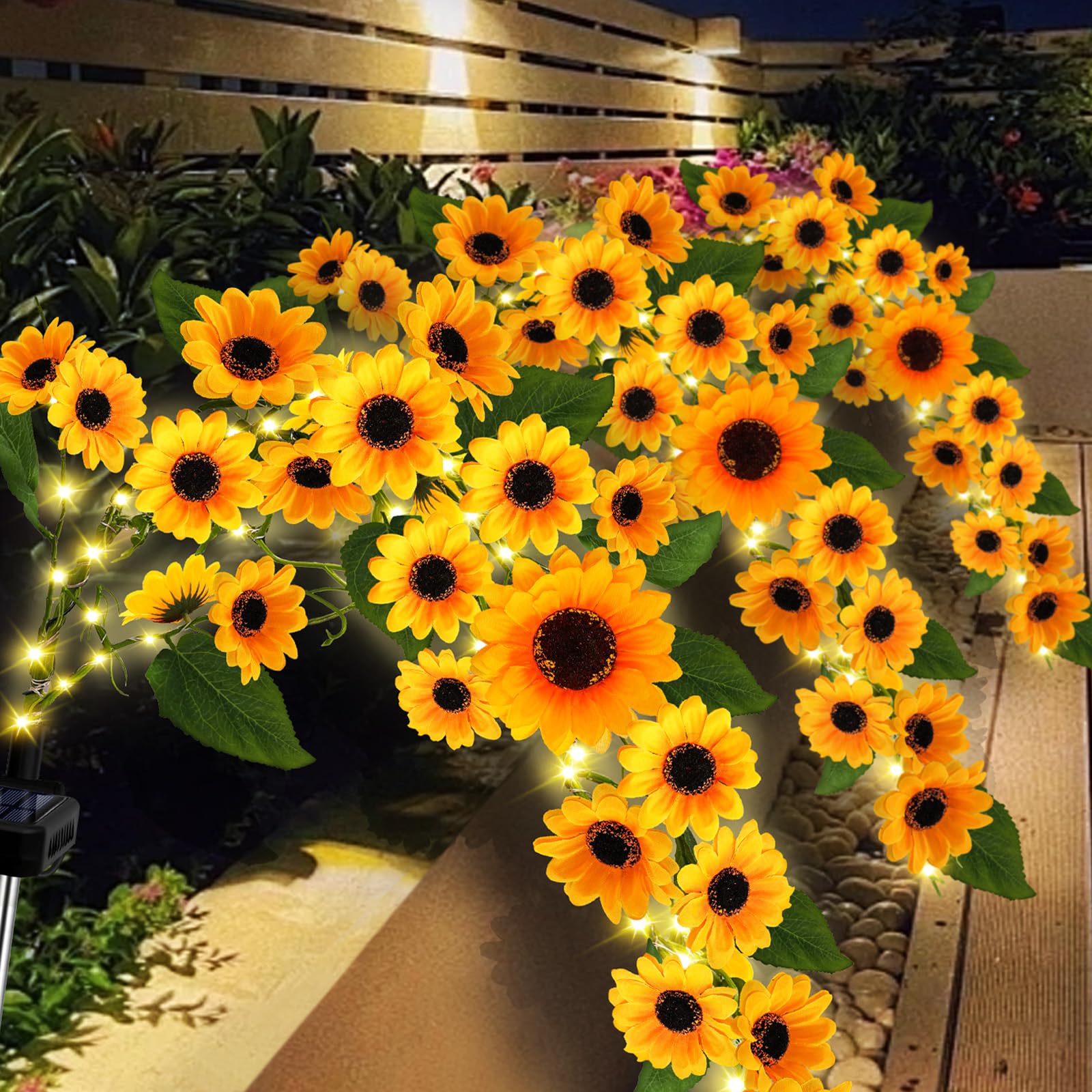 Solar Garden Lights Outdoor  Solar Sunflower Lights with 46 Lifelike Sunflower  Waterproof 90 Bright LED Fall Flowers Garden Decor for Patio Flower Bed Yard  Gift for Mom (2 Pack)