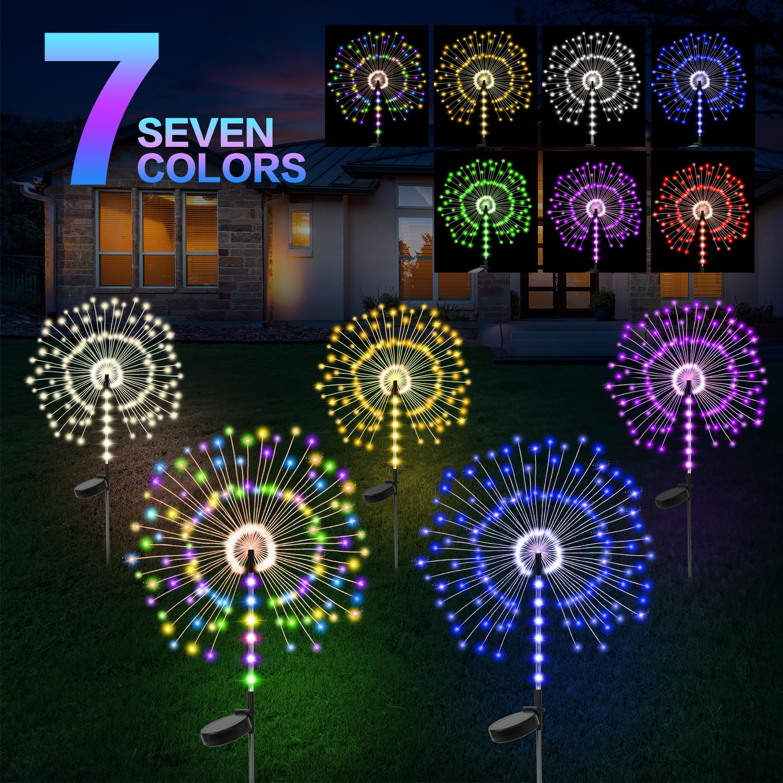 Garden Decor Solar Lights Outdoor 155Led 8 Lighting Modes Pole Light Waterproof White Solar Garden Lights For Christmas  Halloween Decoration Yard  Patio  Porch Flower Pot Pathway (2Pack)