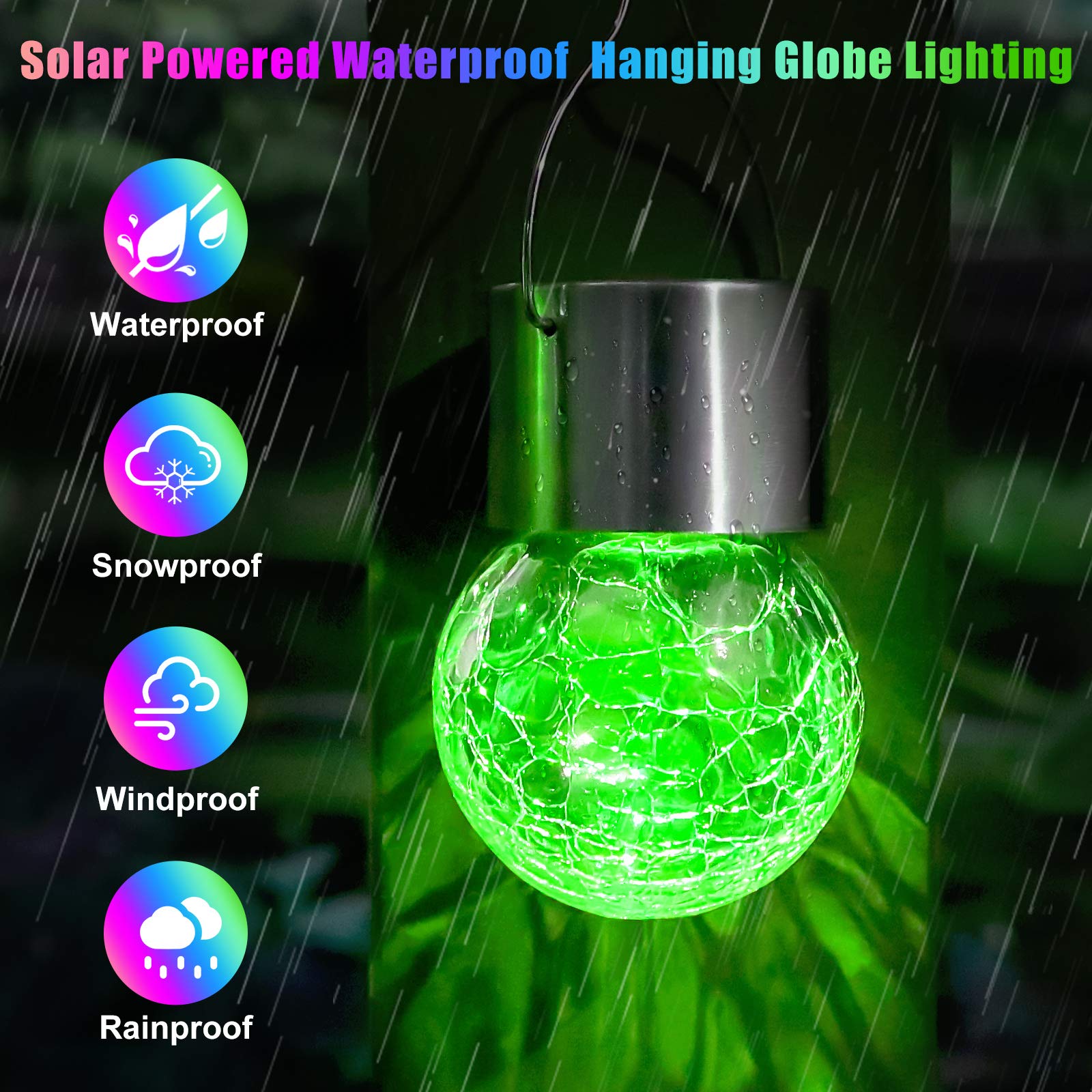 Bosceos 12-Pack Outdoor Hanging Solar Lights,  ed Glass Led Globe Lights, Waterproof, Multicolor, Model Jsb-Ke-03 For Garden Decoration