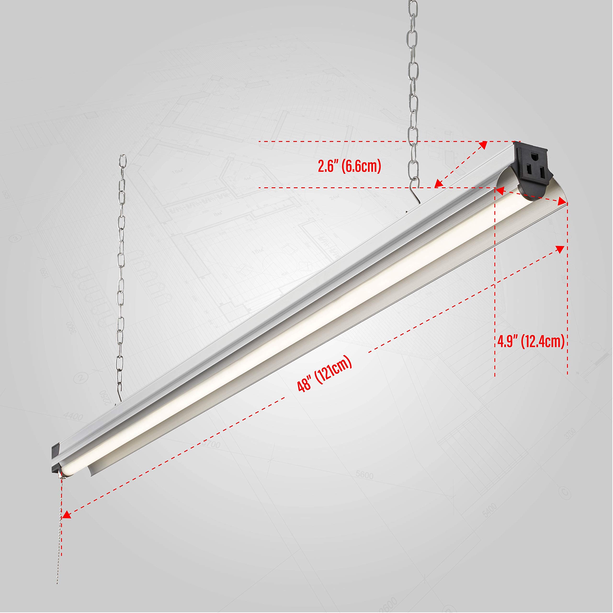 Newhouse Lighting 4FT LED Shop Light 55W 5000 Lumens 4000K Silver 4-Pack NH-SHOP-M4FT-4