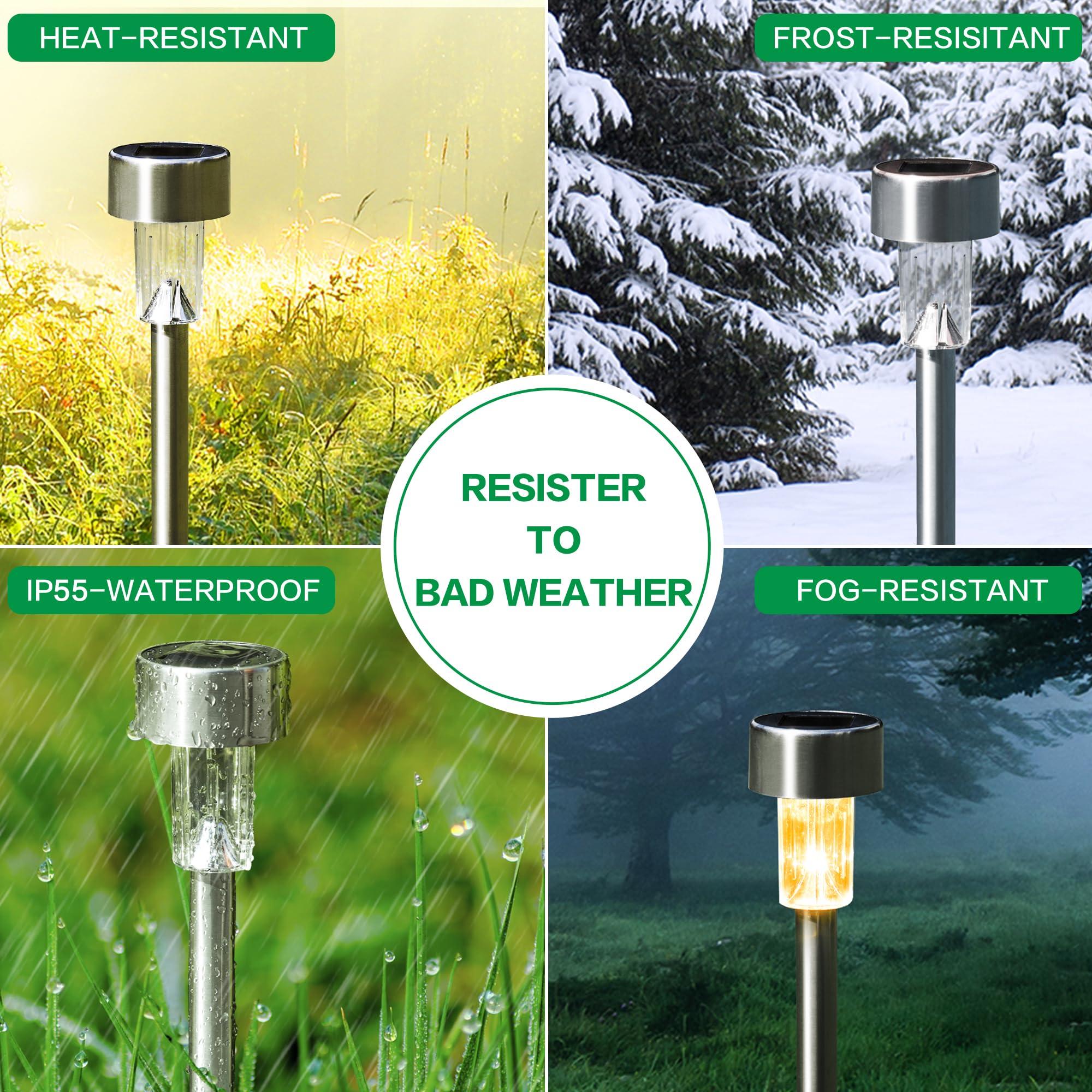 SOLPEX Solar Outdoor Lights, 12 Pack, Waterproof LED Pathway Lighting, Warm White, Model 6981