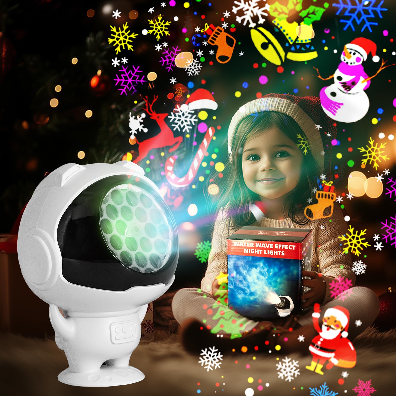 Zarkeet Christmas Projector Lights Indoor/Outdoor, Led Lights Projector For Christmas Decorations, Holiday Projector For Christm