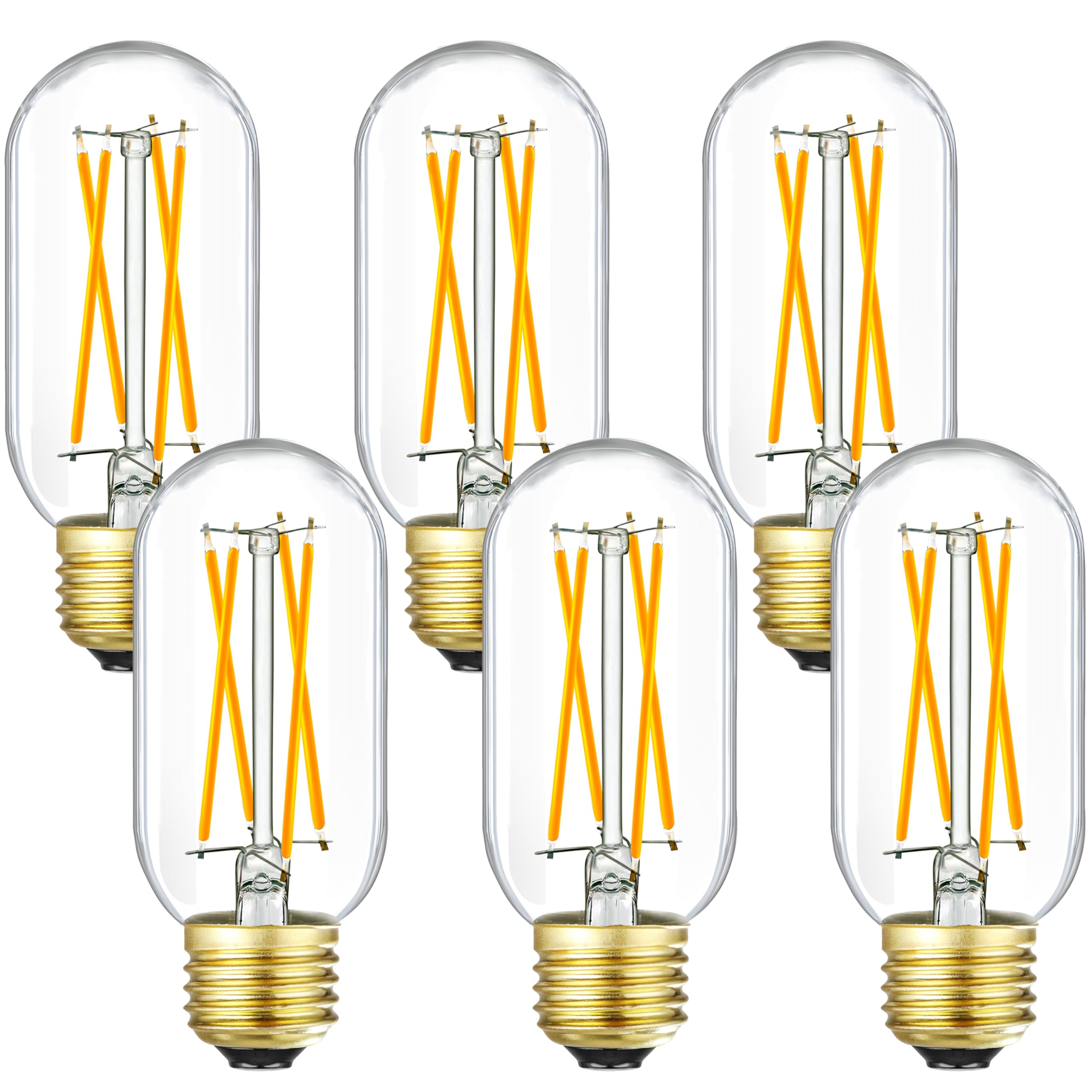 Leools E26 Led Bulb 6W Equivalent E26 Led Bulb 60 Watt Warm White 2700K Dimmable E26 Edison Bulb Ac120V 600Lm Tubular T14 Led Bu