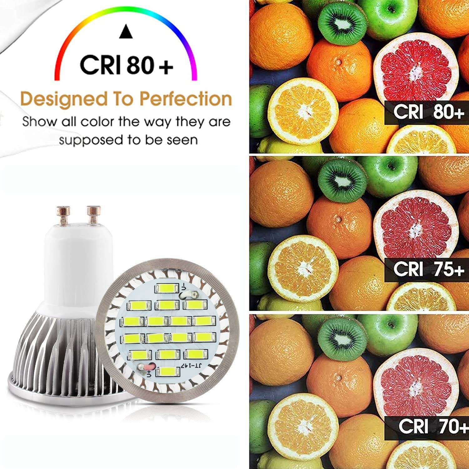 Edearkar Mr16 Led Light Bulbs (6 Pack) 6W Non-Dimmable Mr16 Gu10 Base Bulbs 50 Watt Equivalent Mr16 Full Glass Cover 6000K Dayli