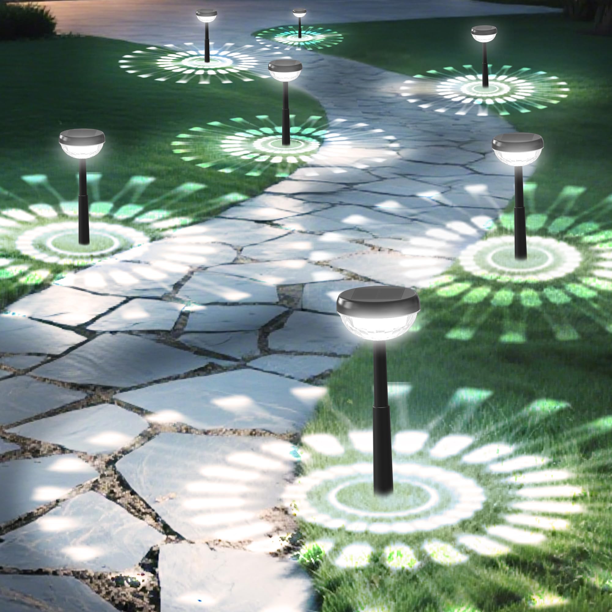 Ensenior 10-Pack Solar Lights Outdoor, Auto ON/Off 6500K LED Solar Garden Lights for Pathway, Yard, Patio, Walkway, Flower Bed, 