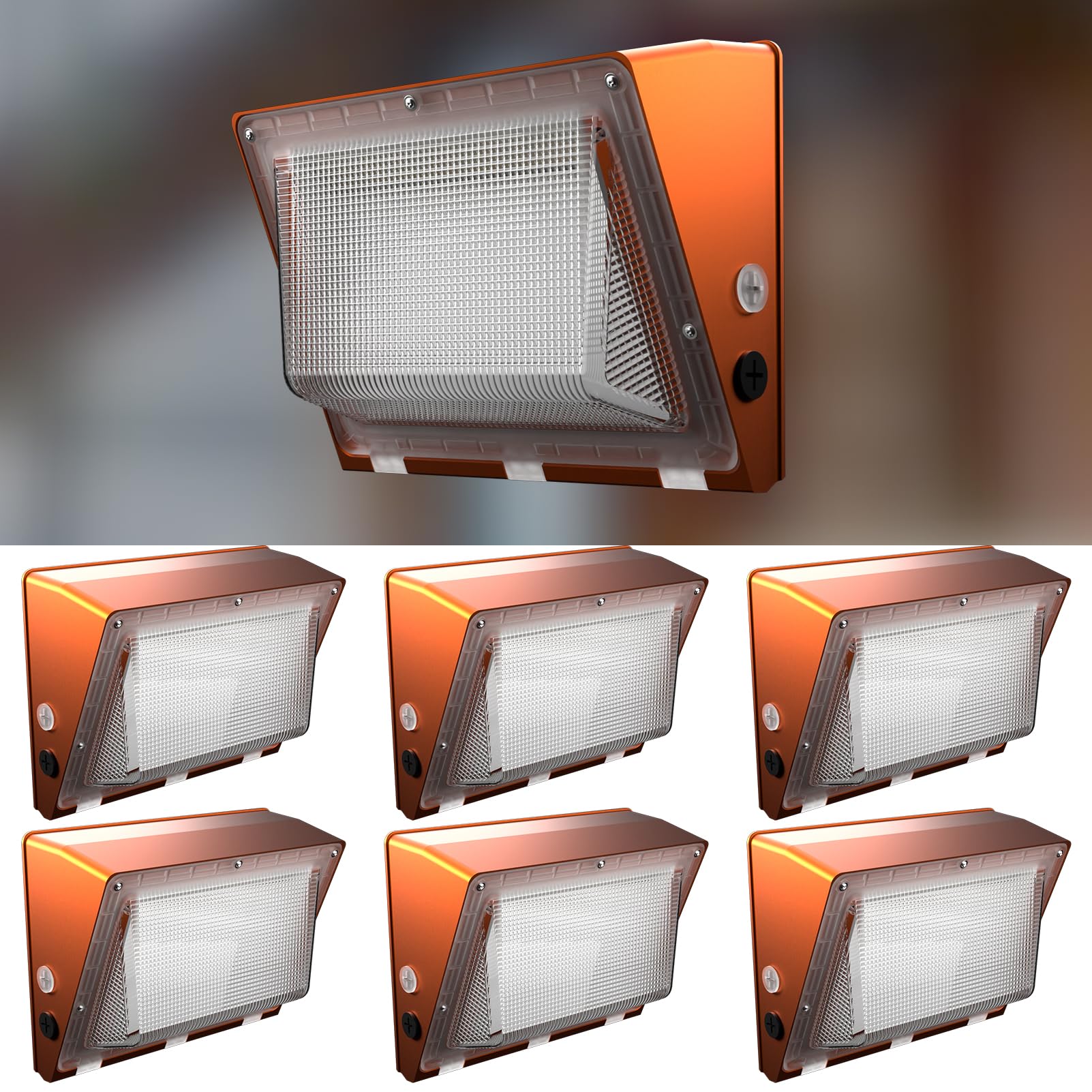 Lightdot 6Pack 150W LED Wall Pack Lights, 100-277v Dusk to Dawn Smart Photocell | 22500Lm(150Lm/W) 5000K IP65 Outdoor Exterior L