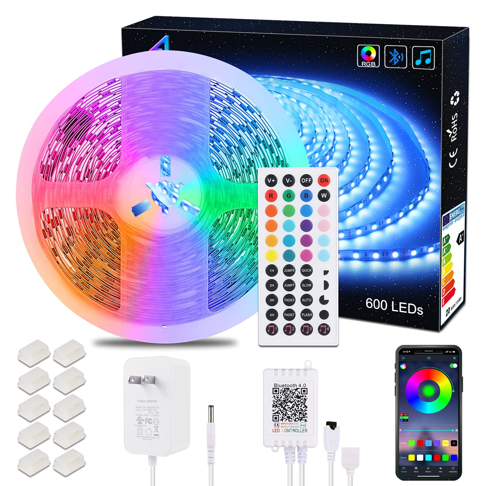Aled Light 5050 Rgb Led Strip Kit, 10M/600Leds, Non-Waterproof, Color Changing, Model Al103001, Includes Ir Remote & Power Supply
