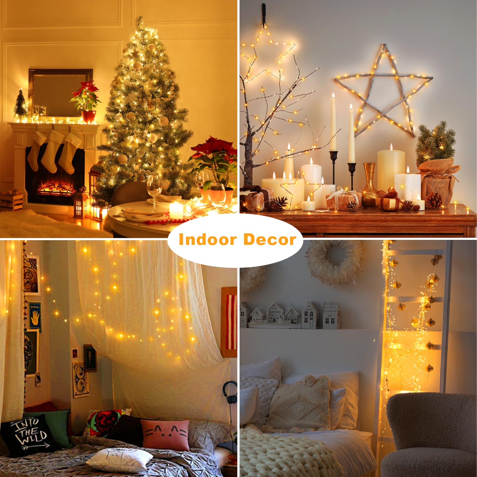 CCILAND Fairy Lights, 20FT 60 LED Twinkle Lights, Battery Operated, Silver Wire, Warm White, Model B-FairyL, Indoor/Outdoor Use