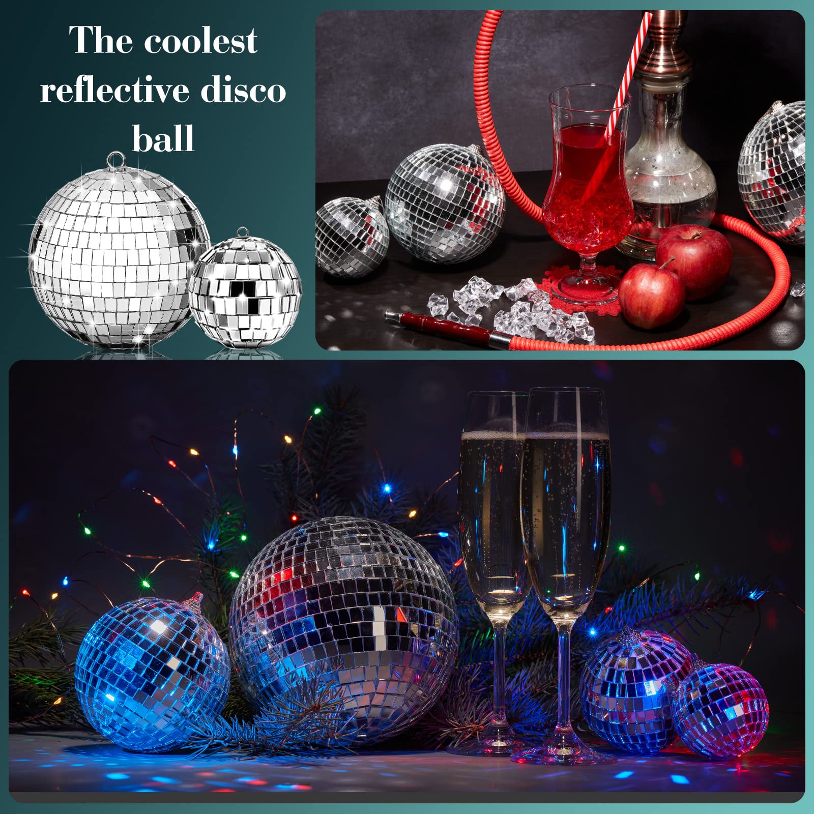 Willbond 17 Pack Disco Balls Set, 6 Inch, 3 Inch, 2 Inch Silver Mirror Balls, Retro Disco Decorations For Party, Wedding, Music