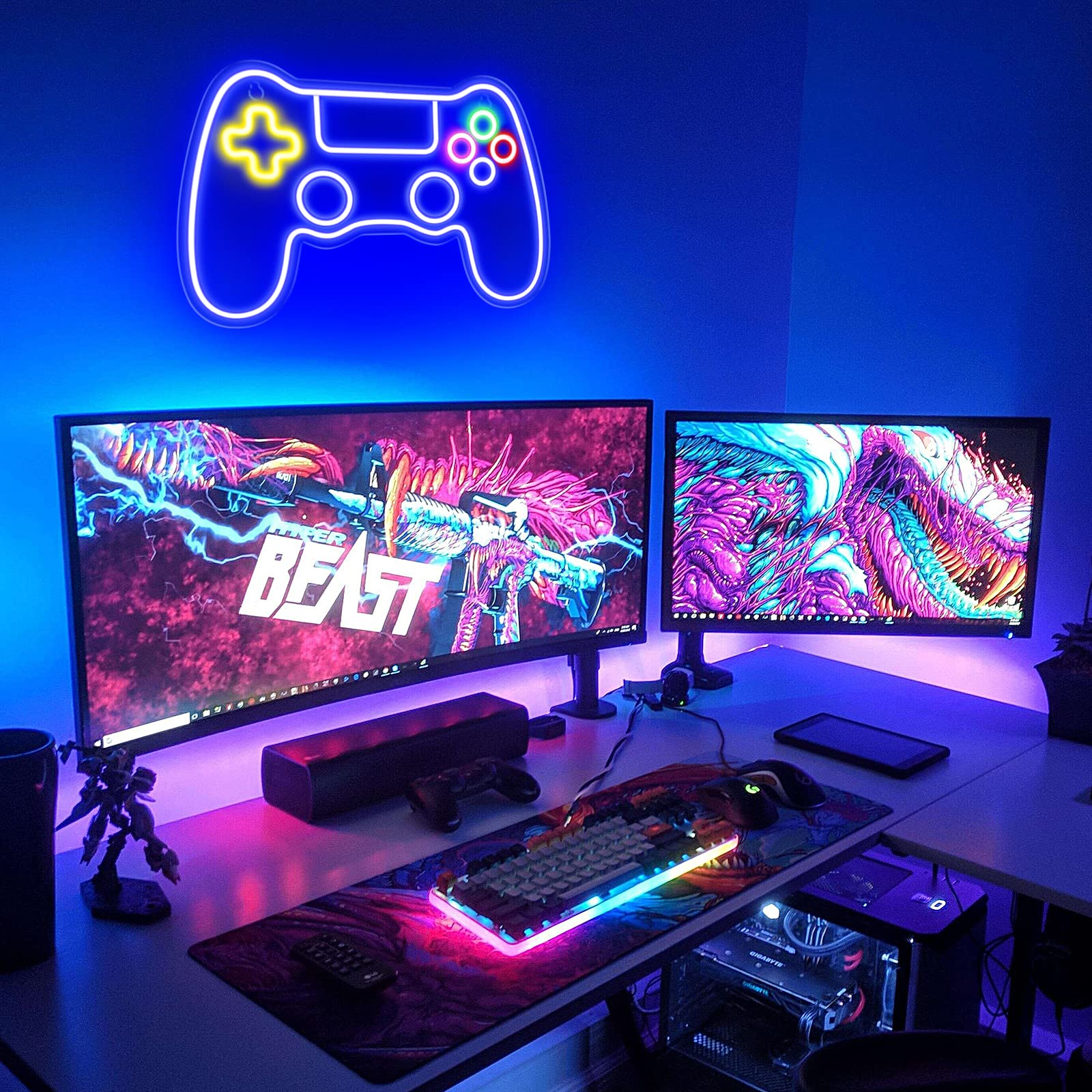 Kavaas Neon Sign, Anime Oni Mask LED Light for Gamer Room, 16.2 x 11.8 inch, Color: Oni Mask_ONM