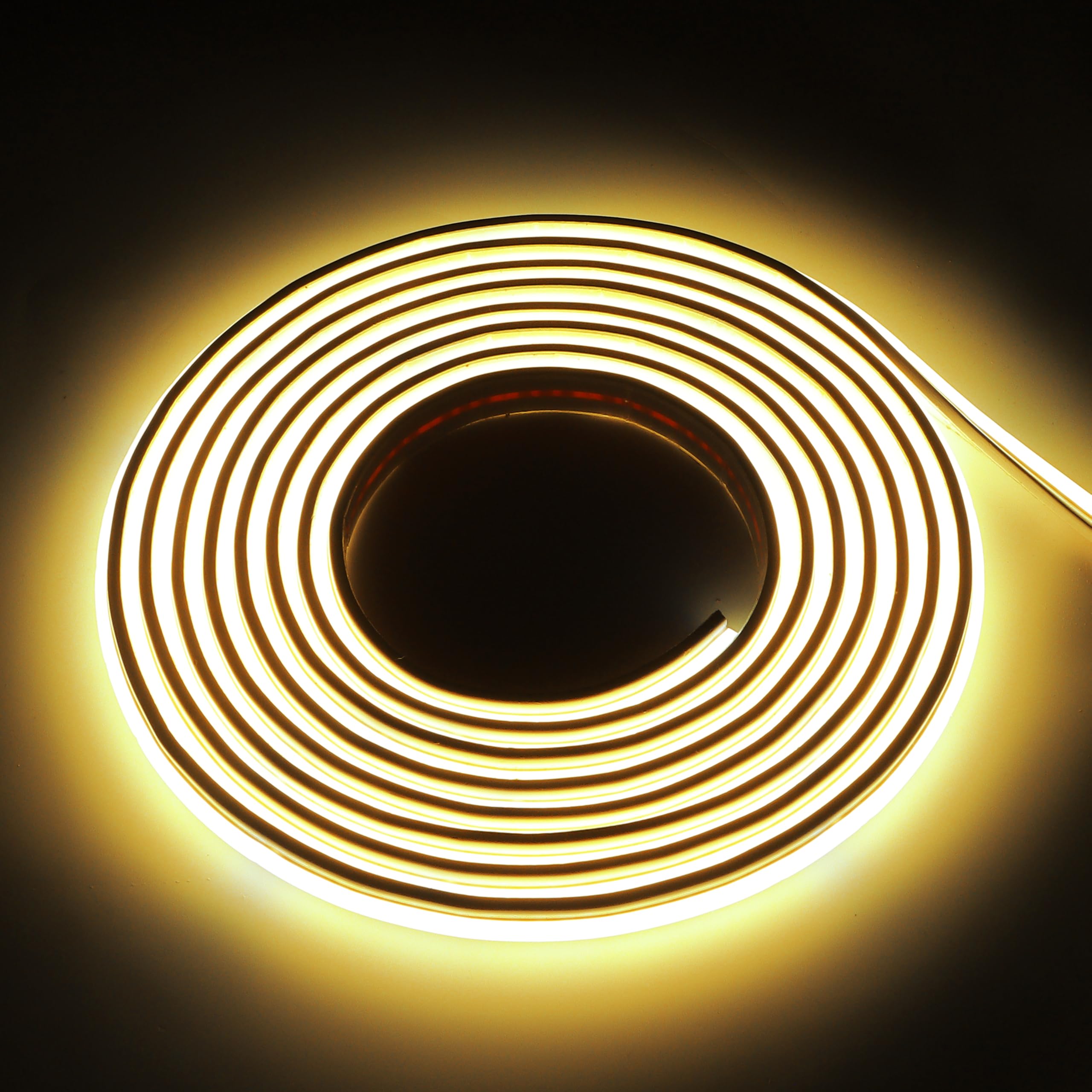 pcningled 110V COB LED Light Band 2M Warm White 3000K with Plug 6.56 Foot Adhesive LED Lights Tape IP67 Waterproof 120 Volt Direct 2 Meters (Warm White  6.56ft)