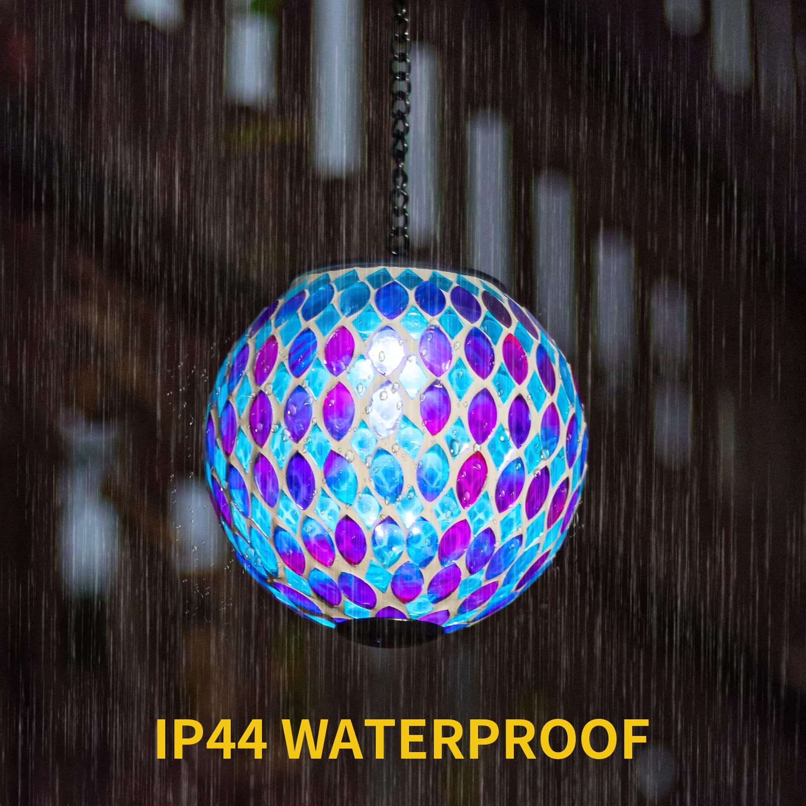 Vcuteka Solar Lanterns - Mosaic Outdoor Lights With Hook For Garden, Tree, Fence, Patio - Blue