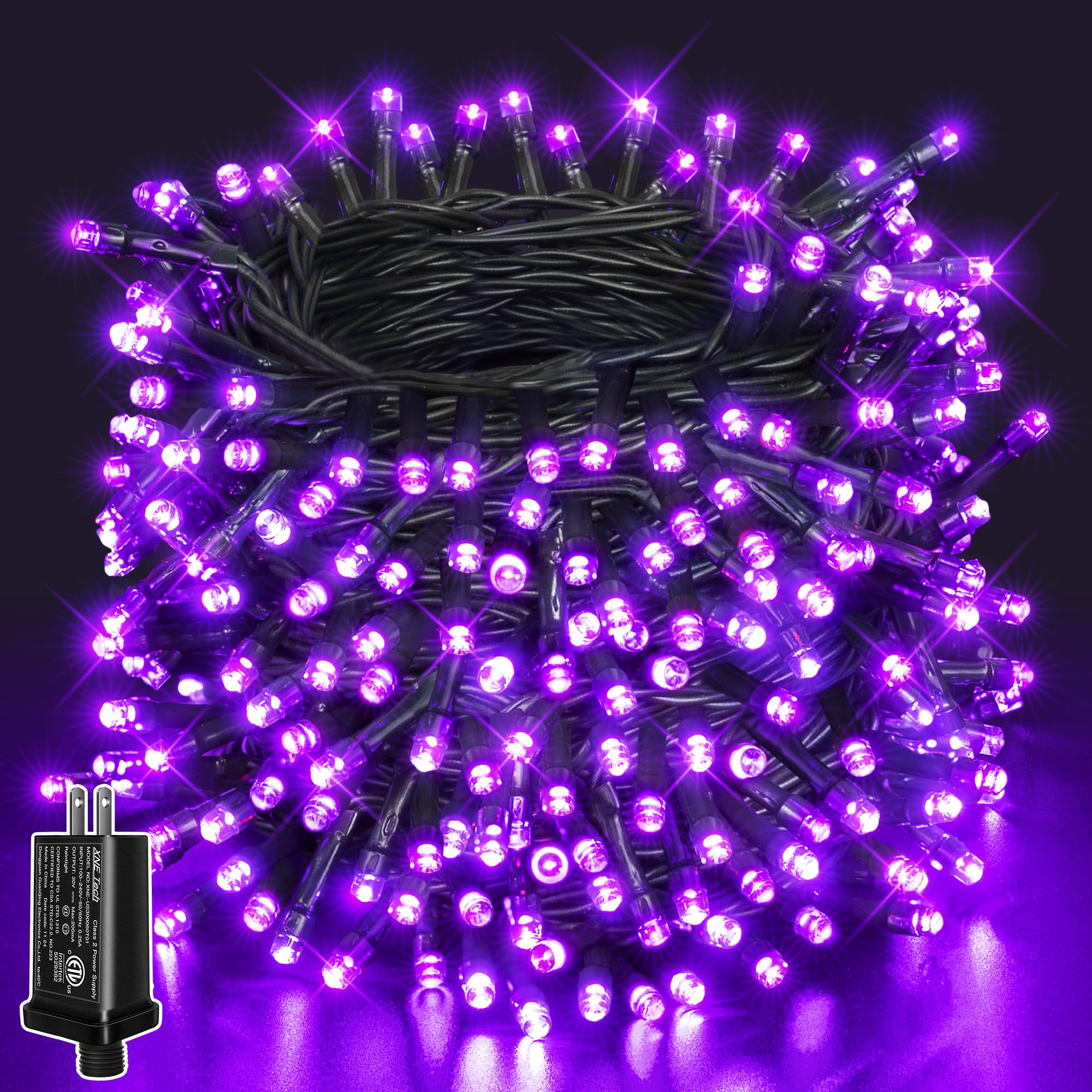 Guhope 66FT 200 LED Purple Halloween String Lights, Waterproof, 8 Lighting Modes, Model NYA0200A