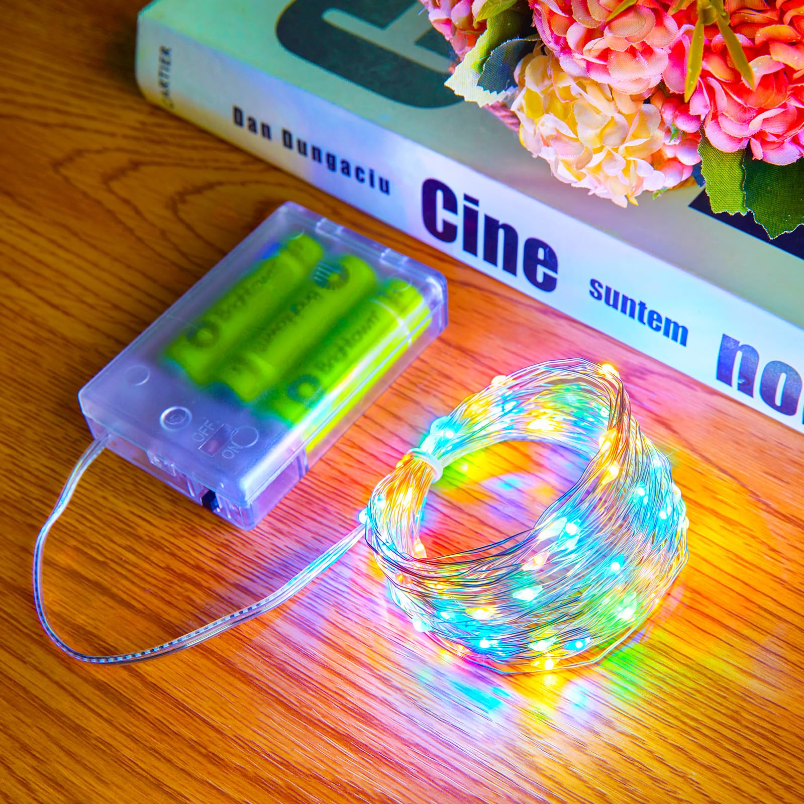 Minetom Fairy Lights Battery Operated, 33Feet 100 LEDs Mini Battery Powered String Lights, Waterproof Twinkle Lights Mason Jar Lights for Indoor Home Wedding Christmas Decoration, Multicolor