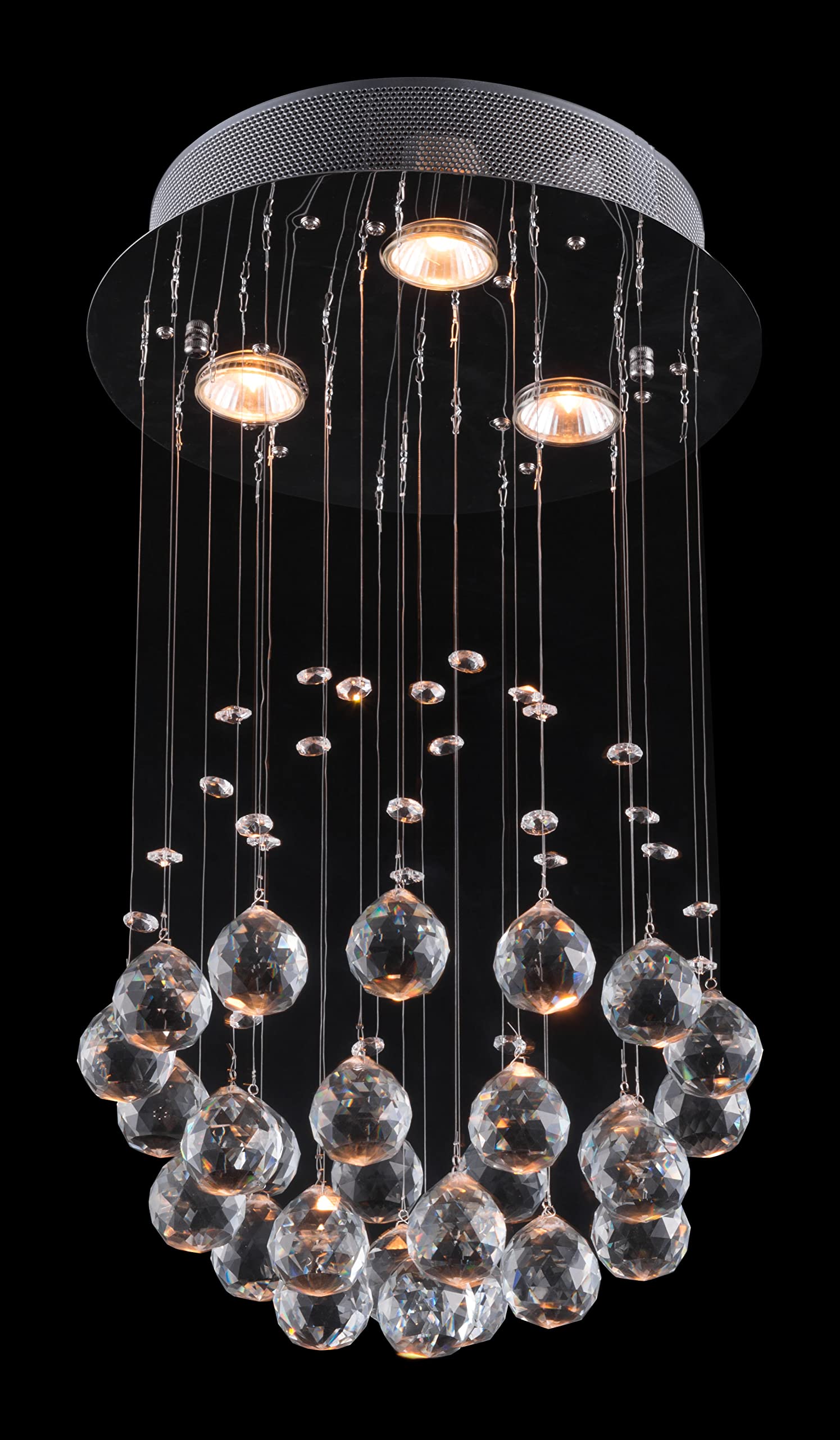 Zuo Pollow Chrome Ceiling Lamp - Clear Plated Steel, 11.8&quot;W X 19.7&quot;H X 11.