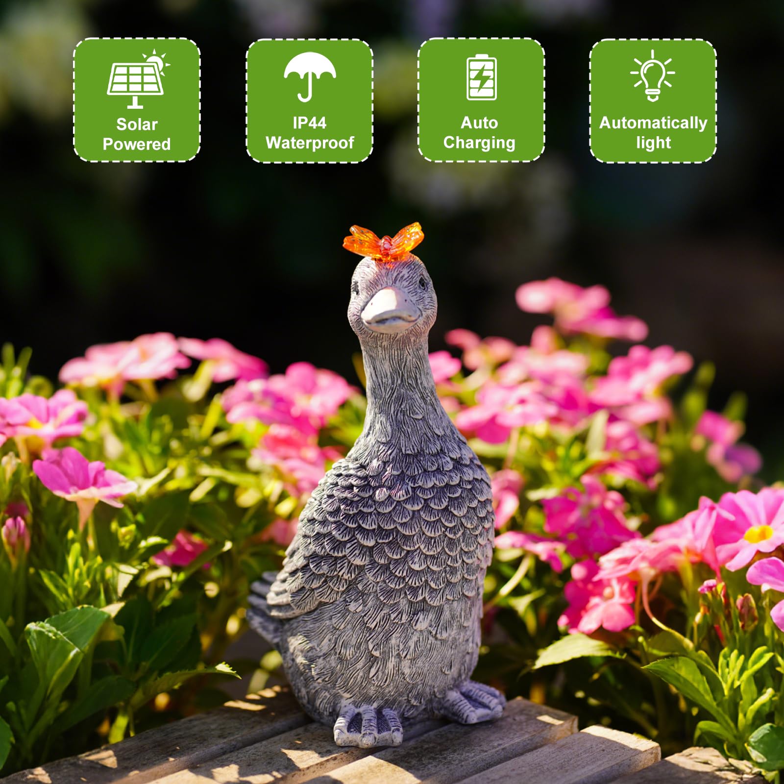 Fashionoda Solar Garden Statue Goose Figurine - Outdoor Decoration With Butterfly For Garden Yard Lawn Home Decor Outside : Unique Gifts For Mom Grandma