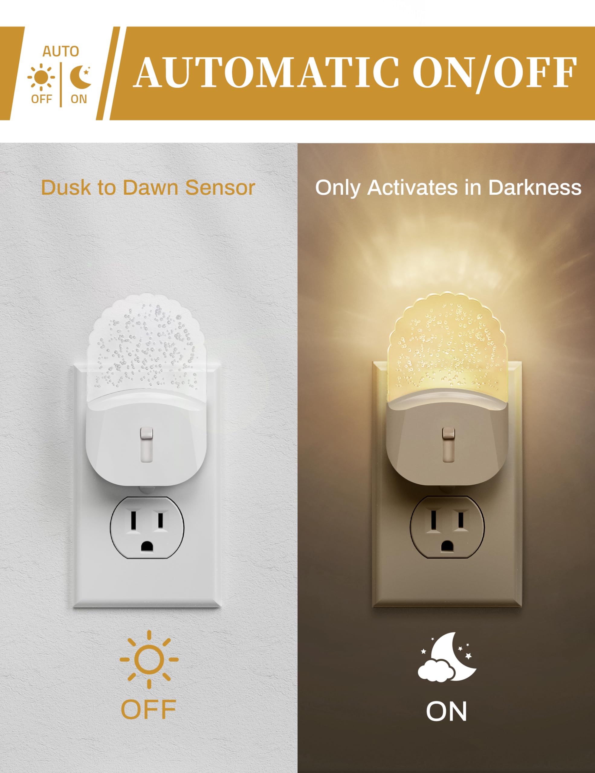 Doresshop Led Night Light, Baby Night Light [2 Pack], Plug In Night Light With Auto Dusk To Dawn Sensor, Adjustable Brightness Night Light For Kids, Bathroom, Bedroom, Nursery Room, Soft White 3000K