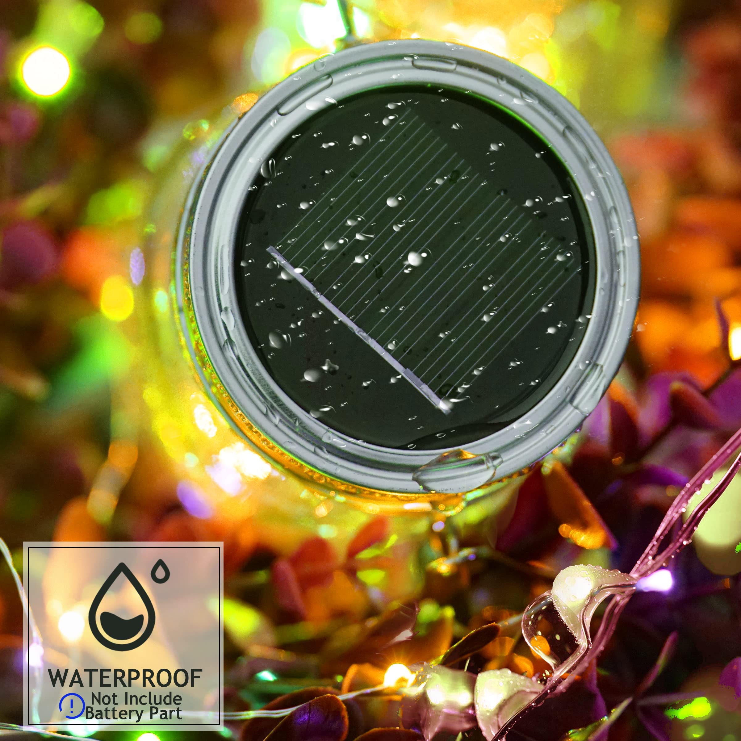Smilingtown 10 Pack 30 Led Solar Mason Jar Lid String Lights,Fairy Lights Including 10 Pcs Hangers,For Indoor Outdoor Wedding Pa