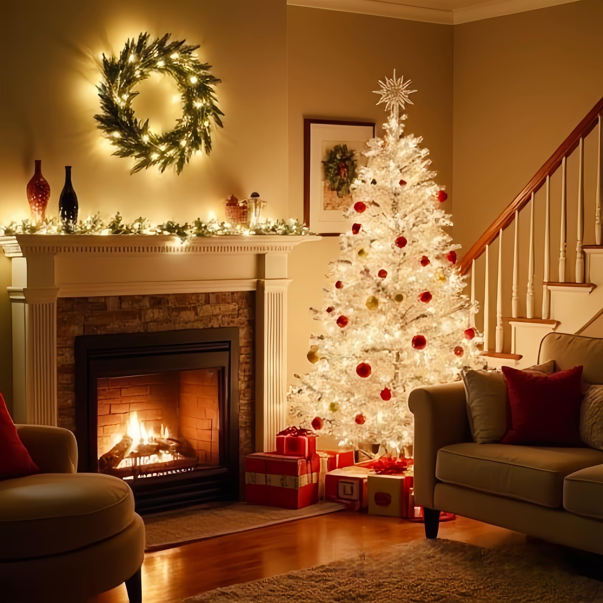 Jinbest 100 Led Warm White Christmas Lights, Ul Certified And Commercial Grade White Wire Lights String 35 Ft, For Indoor And Ou