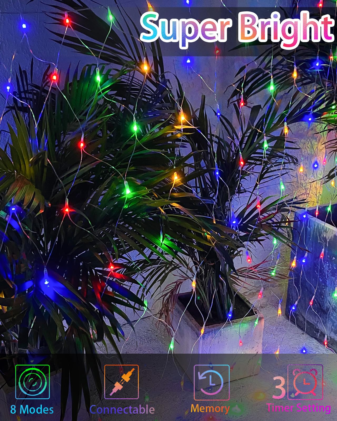 12Ft X 5Ft Christmas Net Lights, 360 Led Net Lights With 8 Modes, Connecable, Timer, Waterproof Halloween Lights Outdoor Bush Me