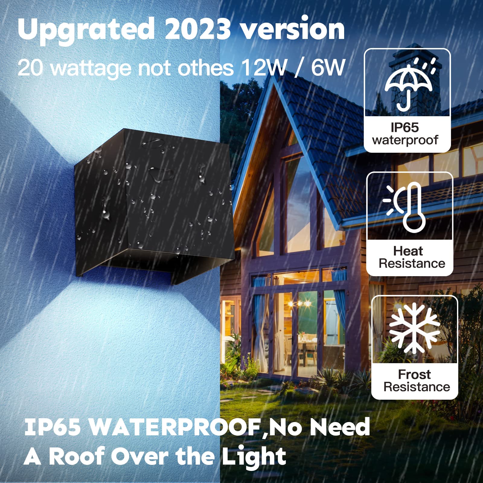Scpitw 20W Waterproof Outdoor Wall Light, Adjustable Beam, 6500K, 2 Pack - Modern Design