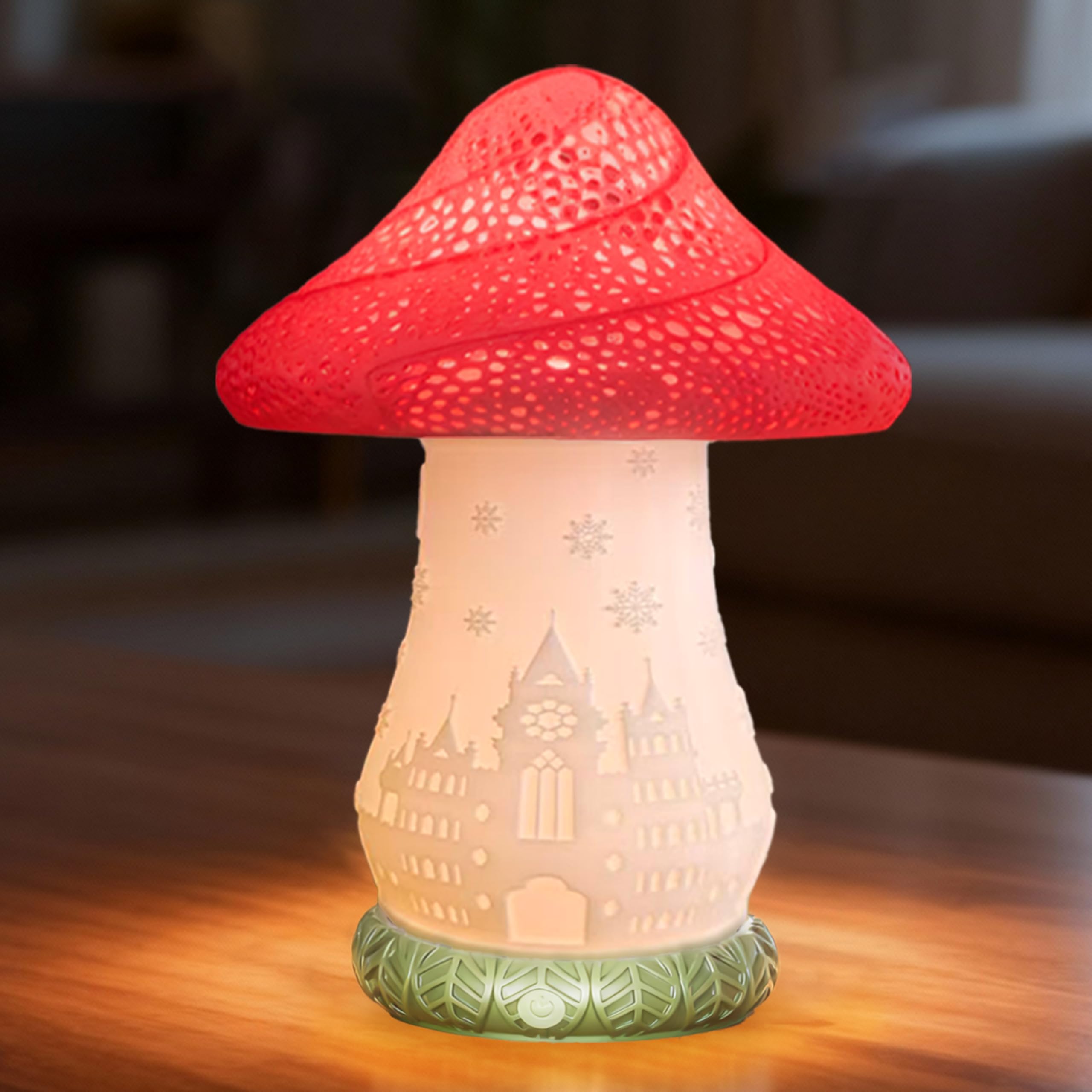 WISUCL Mushroom Lamp for Bedroom - 360 Rotating Table Lamp with USB C Charging, Touch Control 3 Color Temperatures Bedside Lamp 