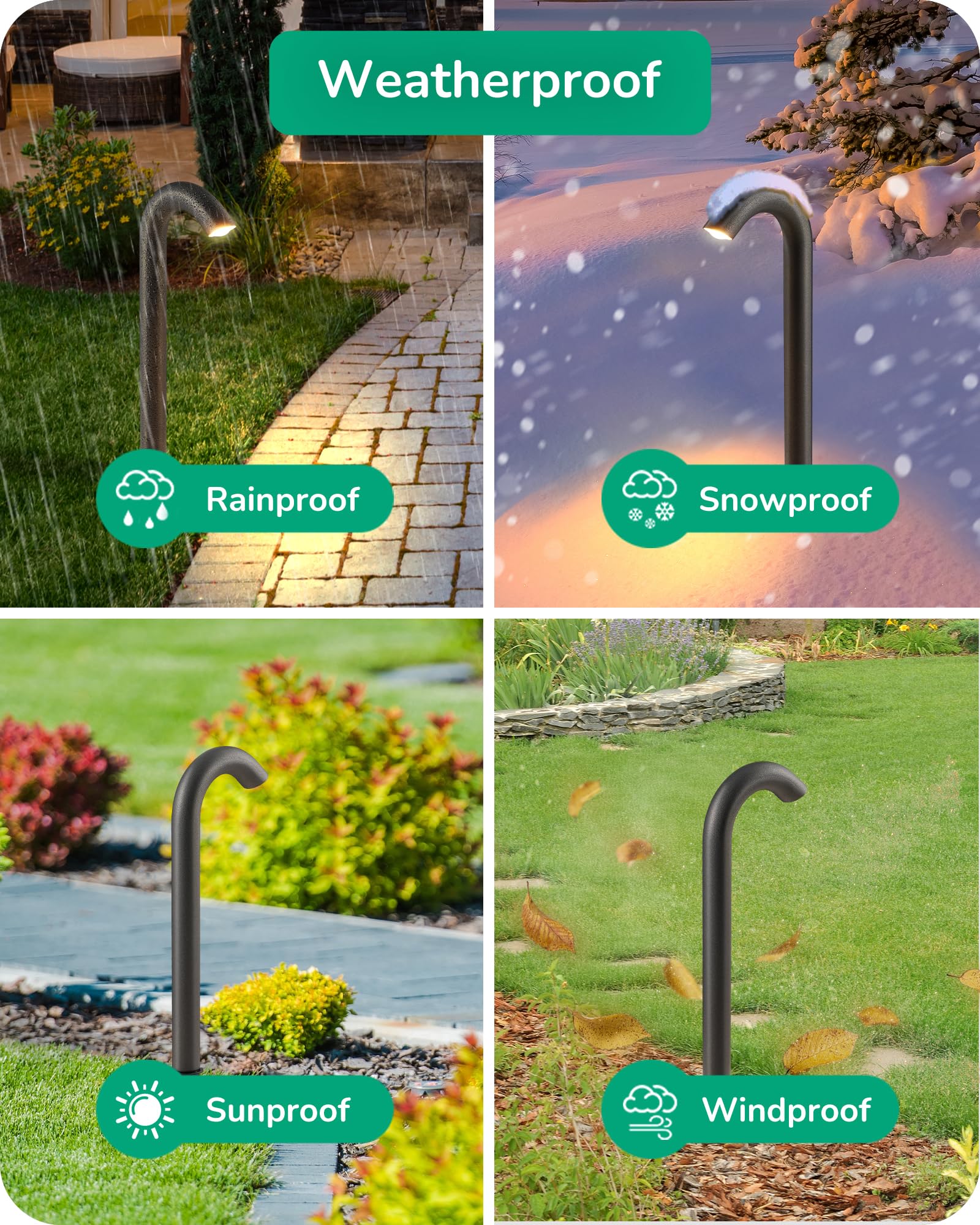 Edishine 3W 3000K Led Pathway Lights, Ip65 Aluminum Candy Cane Outdoor Landscape Lighting