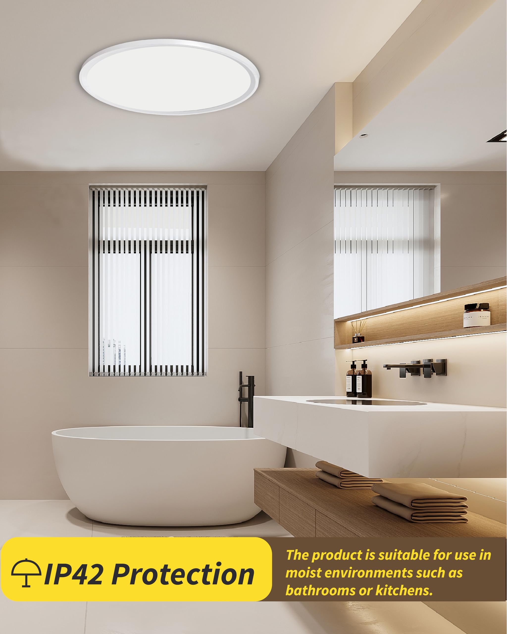 Led Flush Mount Ceiling Light,16Inch Led Ceiling Light,Round 32W 3480Lm 3000K,4000K,6000K Cct Selectable,Flat Panel Super Slim L