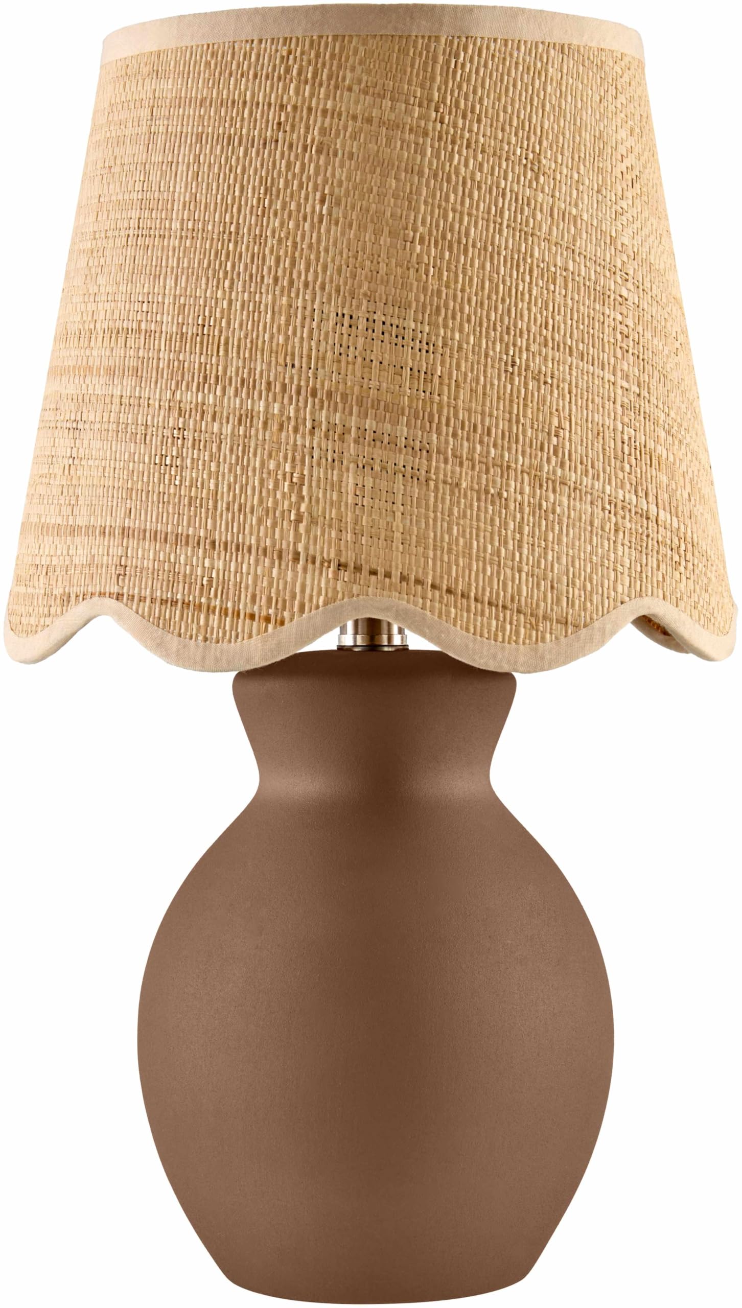 BoutiqueRugs Bedside Table Lamp, Ceramic & Jute, 15inH, Brown Beige, Model SPXZVC4-071