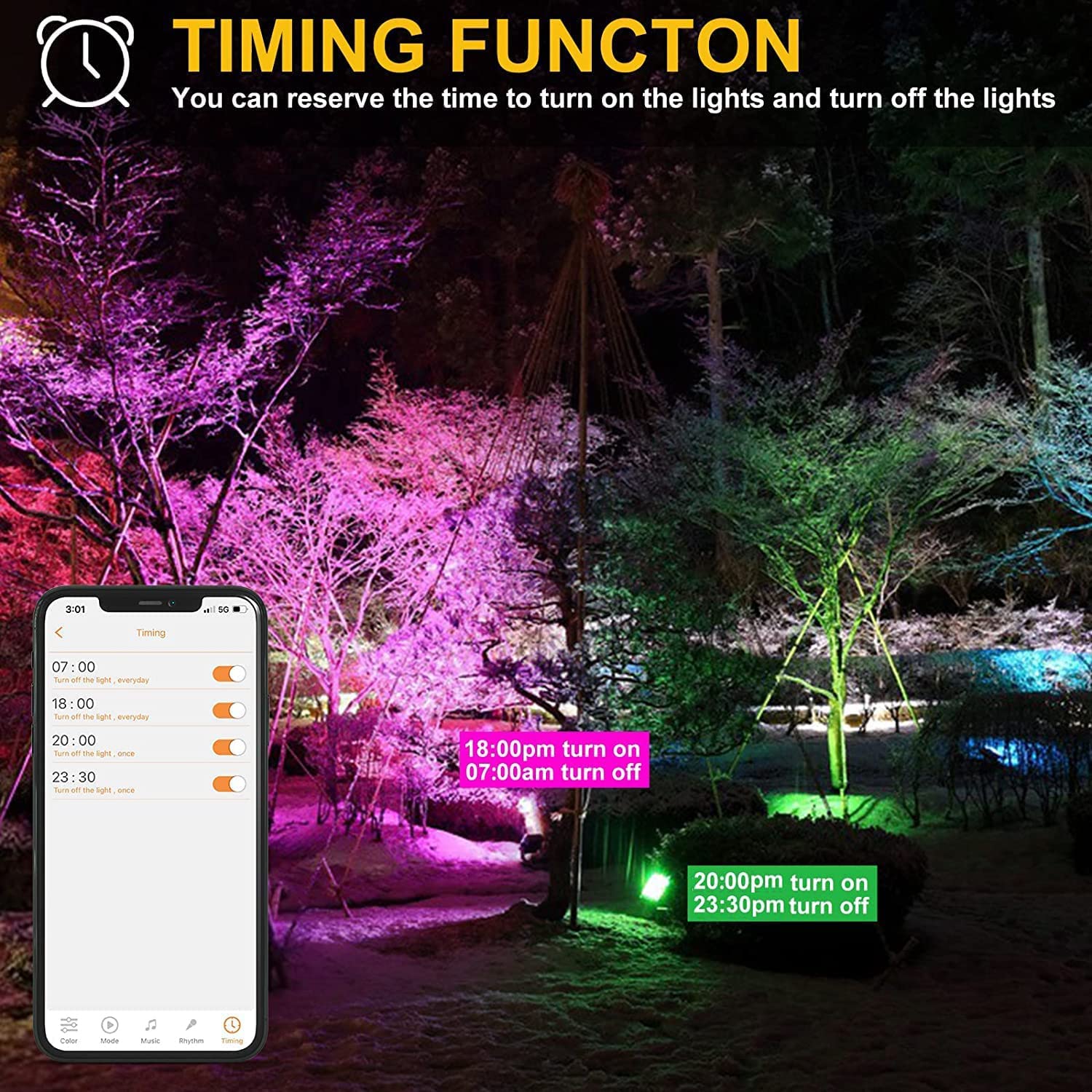 ChangM LED Flood Light 500W Equivalent, Bluetooth RGB, APP Control, IP66 Waterproof, Warm White 2700K, Aluminum, 50W-4Pack