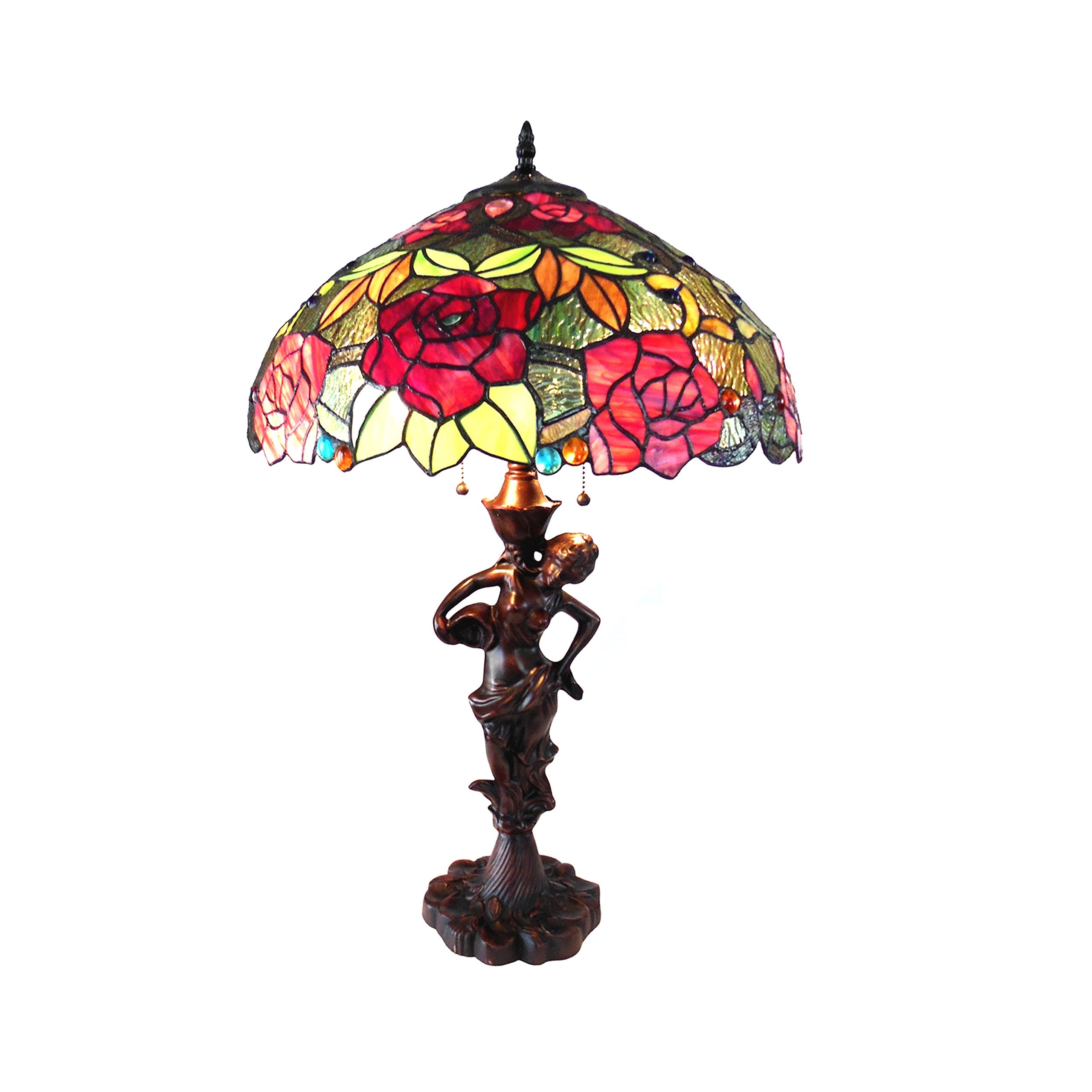 Chloe CH18790RF18-TL2 Peggy Tiffany-Style Roses Table Lamp with 18&quot; Shade