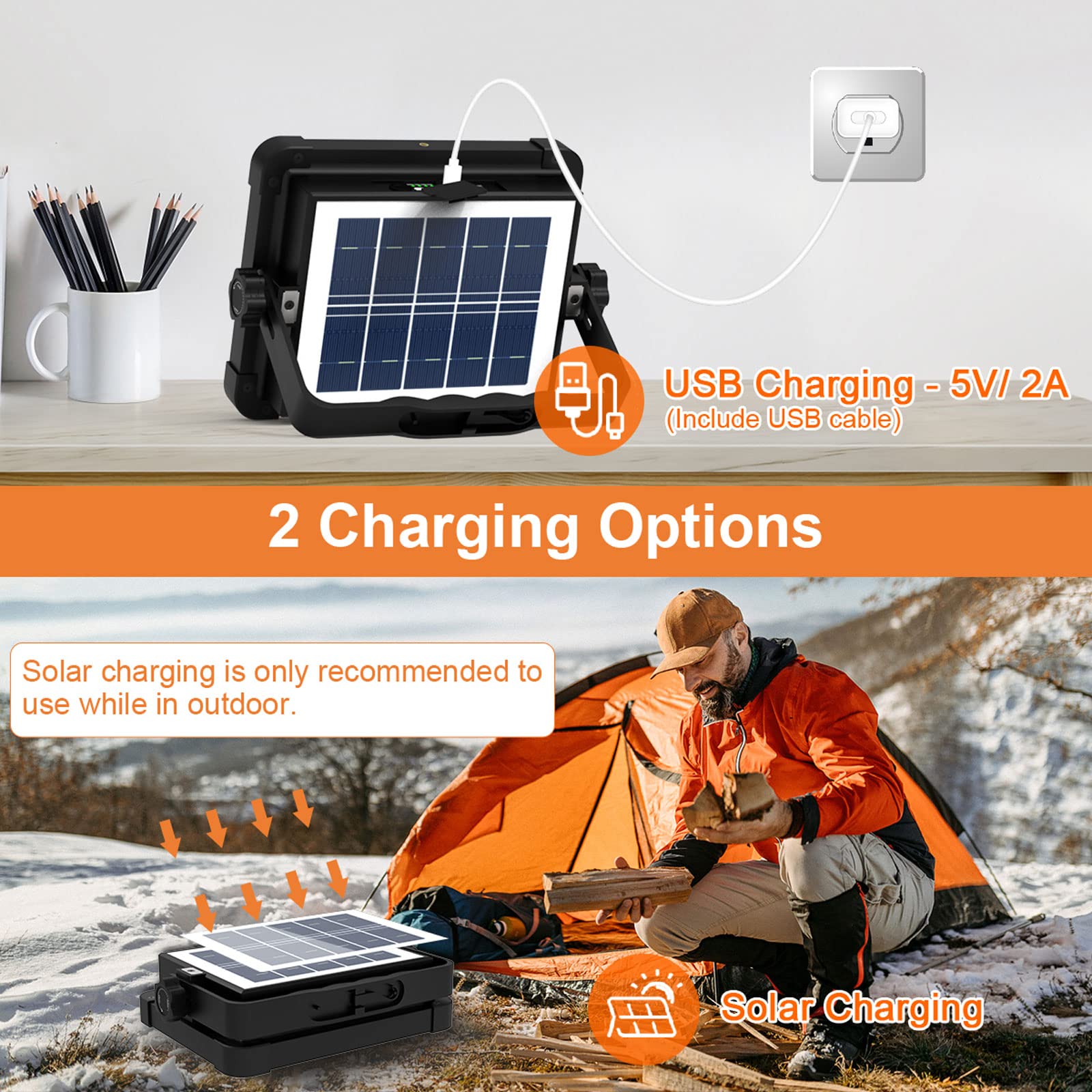 ERAY Portable LED Work Light, 15000mAh Rechargeable, 10000 LM, IP66, 4 Modes, Black, Model C3