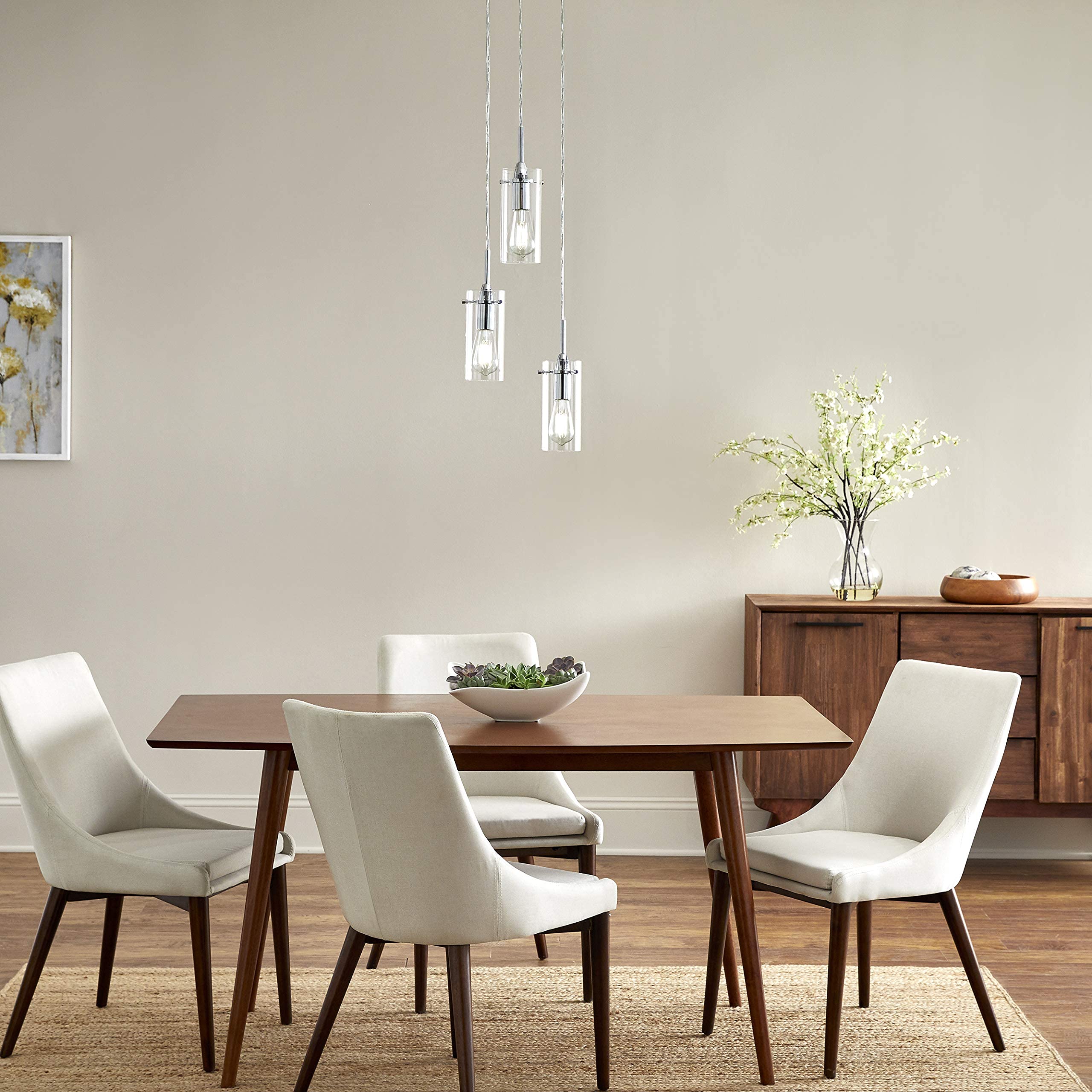 Linea di Liara 3-Light Cluster Pendant Light, Brushed Nickel Modern Chandelier, Foyer Fixture, Model LL-C43-1BN