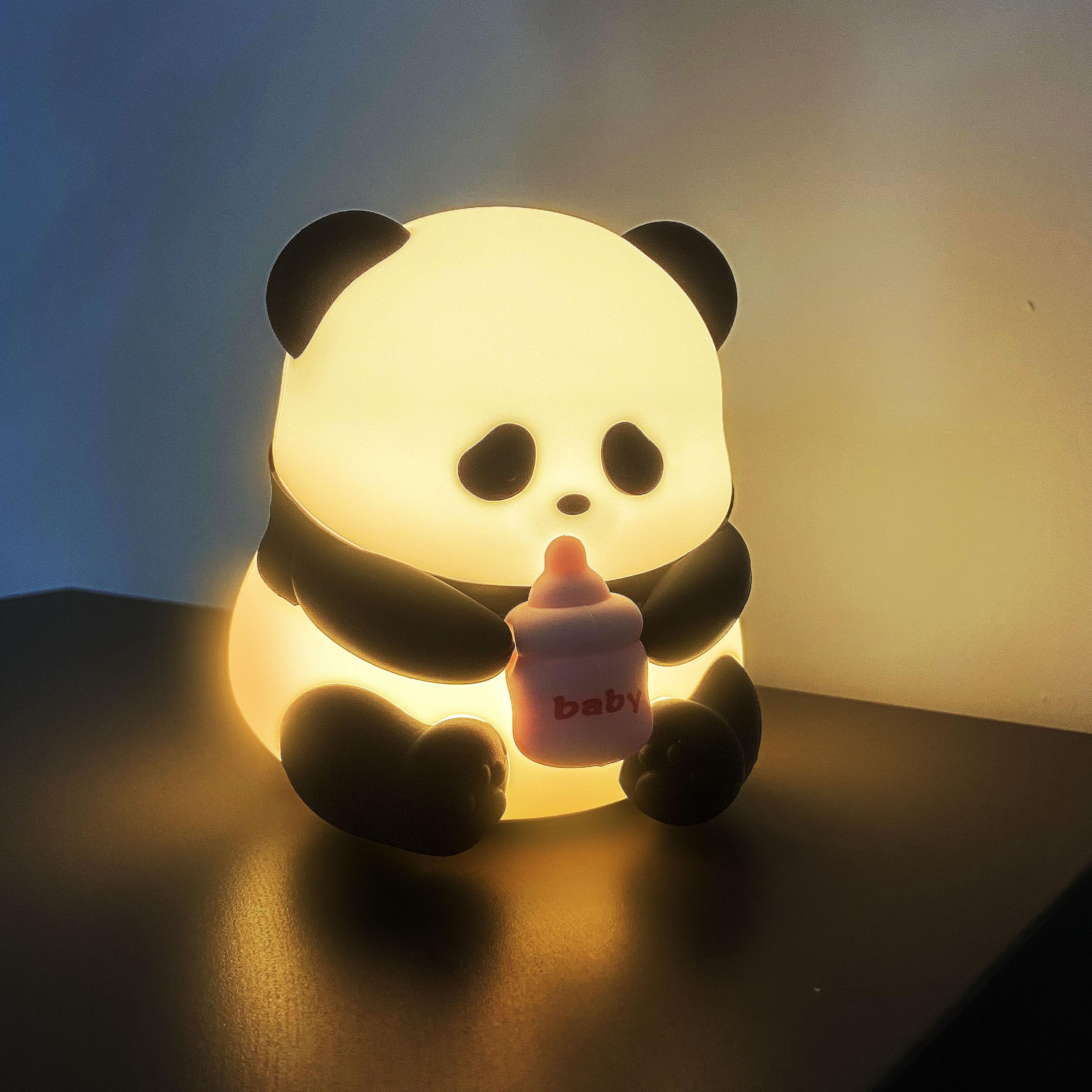 NiujunDK Cute Silicone Panda Night Lights, Rechargeable LED Animal Decor Night Lights for Girls and Boys, Portable Kawaii Lights