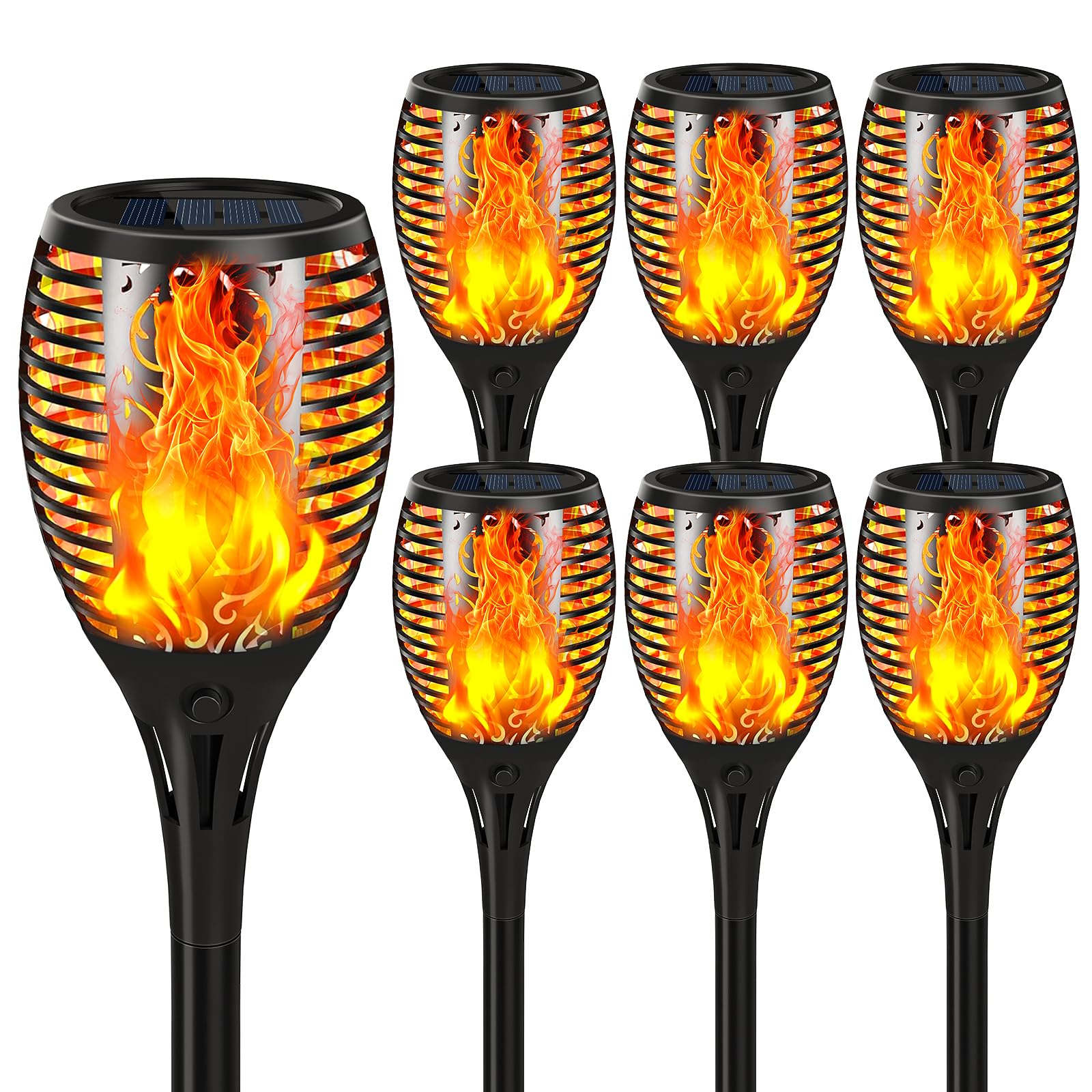 Upgraded Solar Lights Outdoor 7 Pack, Solar Torch Lights with Flickering Flame, Super Larger Size for Garden Decor, Solar Powere