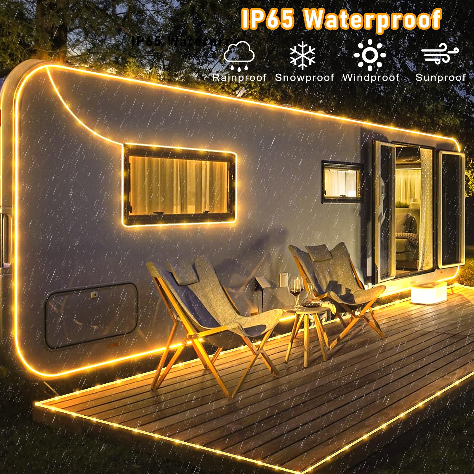 66Ft 200 Led Rope Lights For Outside  Connectable Rope Lights Outdoor Waterproof With 8 Modes  Plug In Christmas String Lights For Outside  Indoor  Bedroom  Garden  Patio  Pool Decor  Warm White