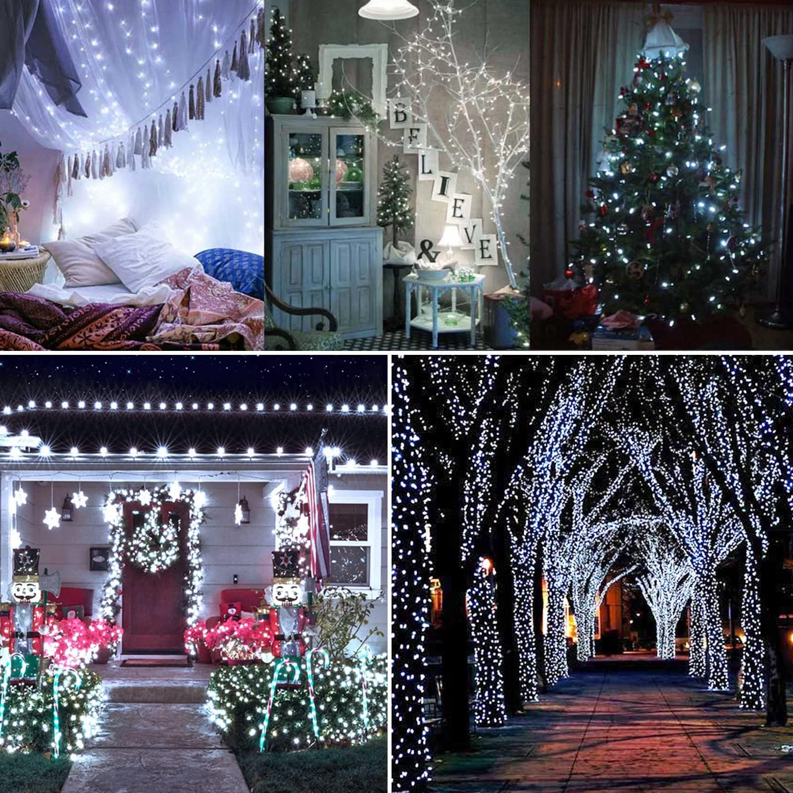 Toodour Solar String Lights, 72ft 200 LED, 8 Modes, Waterproof, White, Model DSL-100-200, Outdoor Christmas Decorations