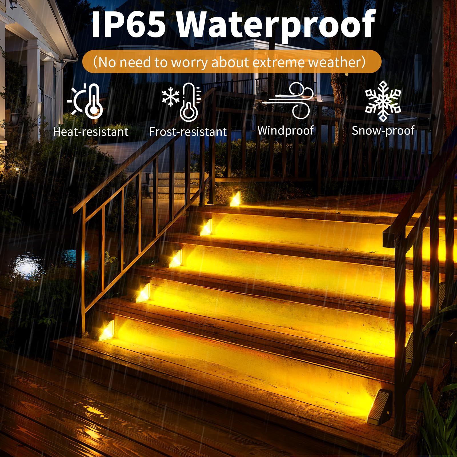 Kinkai Solar Step Lights For Outside  8 Pack Triangle Stair Light Outdoor Waterproof Deck Lighting For Garden  Patio  Yard  Front Door  Porch Decor (Warm Light)