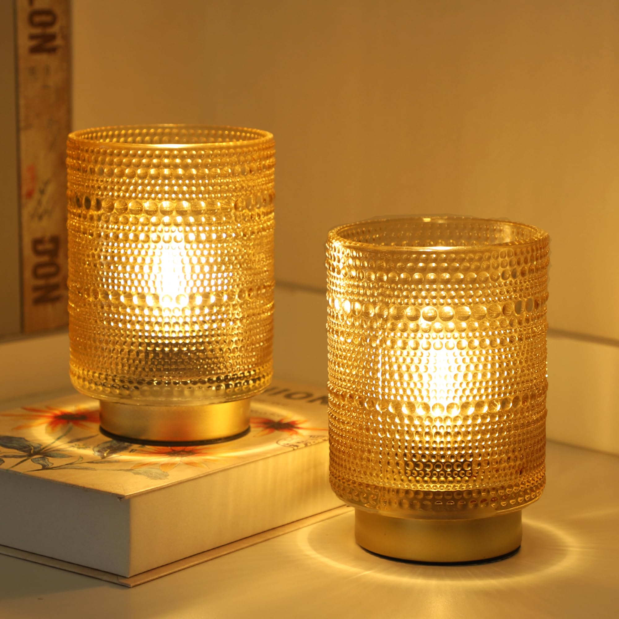 Ularoom 2 Pack Battery Operated Lamp With Timer, Cordless Table Lamps Bubble Design For Home Decor, Portable Small Lamp For Room Decorative Living Room Bedroom