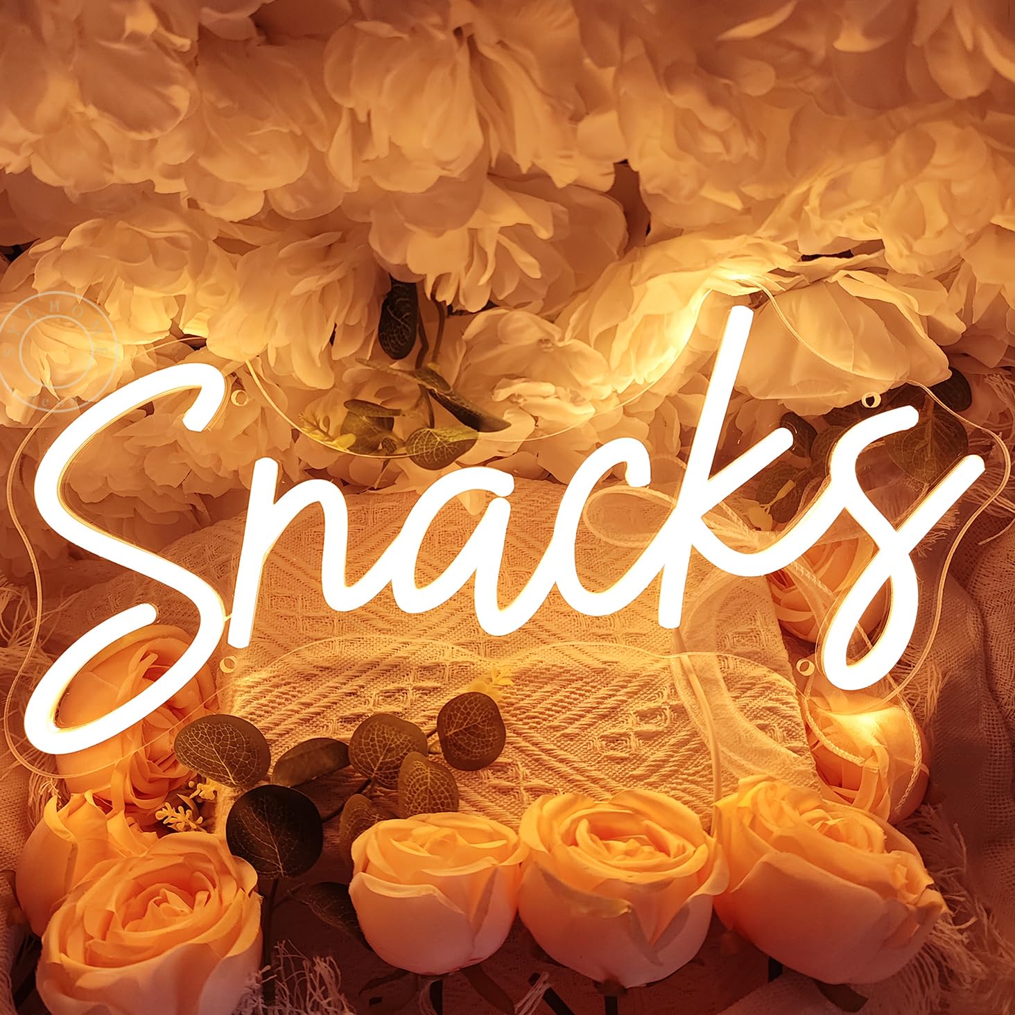 SYLHOME Neon Light Sign for Snacks - Warm White Decor for Coffee Cake Candy Bar Shop, Wedding, Birthday - 15.75inx6.89in