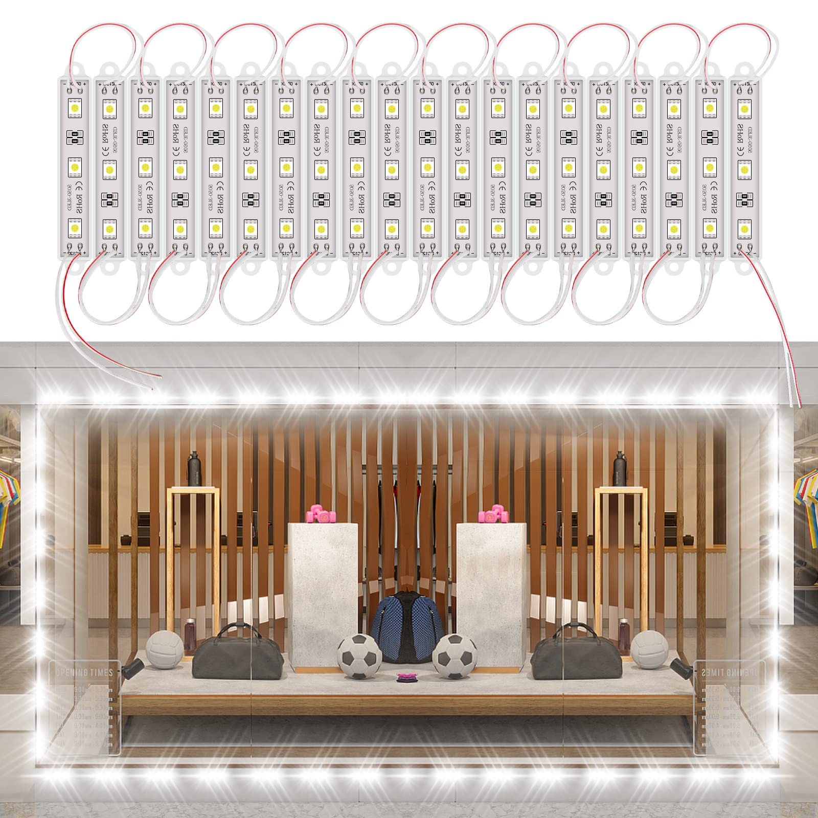 LED Storefront Lights Store Window Lights for Business Waterproof Decorative Light for Advertising Letter Signs Lightbox 5050 SMD Window Strip Light 40ft 80 Pieces LED Module Lights Pomelotree 4 Packs