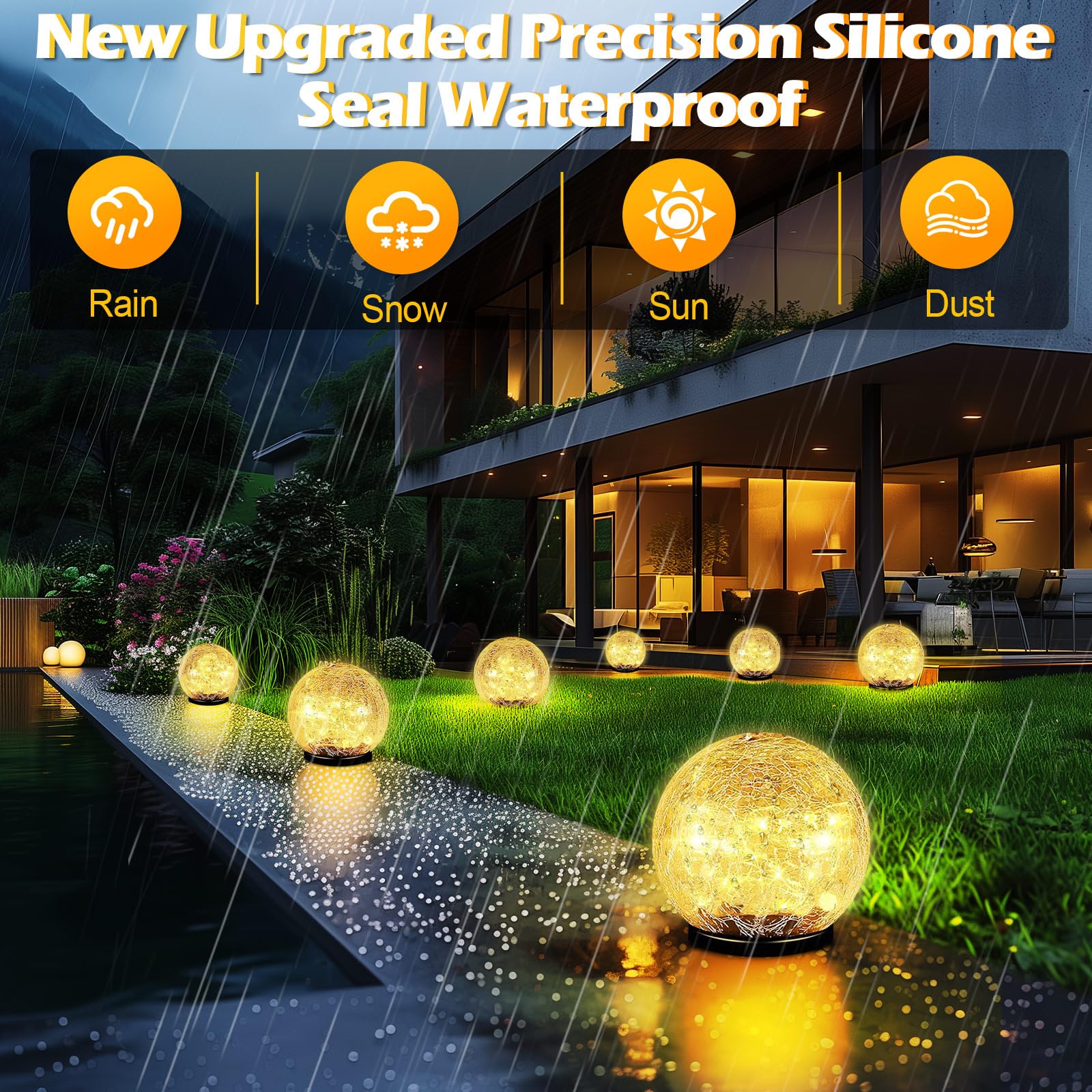 Coroor Solar Ball Lights - 80 Led  ed Glass Globe, Waterproof, 5.9 Warm White (2 Pack) For Garden, Path, Patio, Christmas Decor
