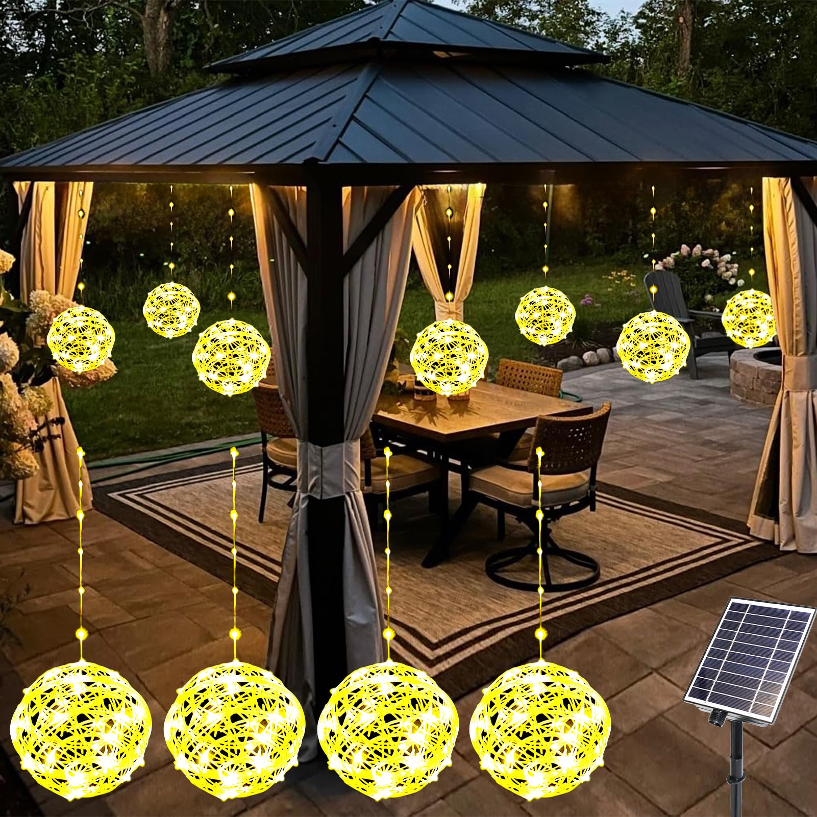 Solar Christmas Ball Lights For Tree Outdoor  4 Pack 160 Led Globe Lights Waterproof  8 Modes 7.87In Solar Sphere String Lights Outside For Window Garden Yard Porch Party Decorations  Warm White