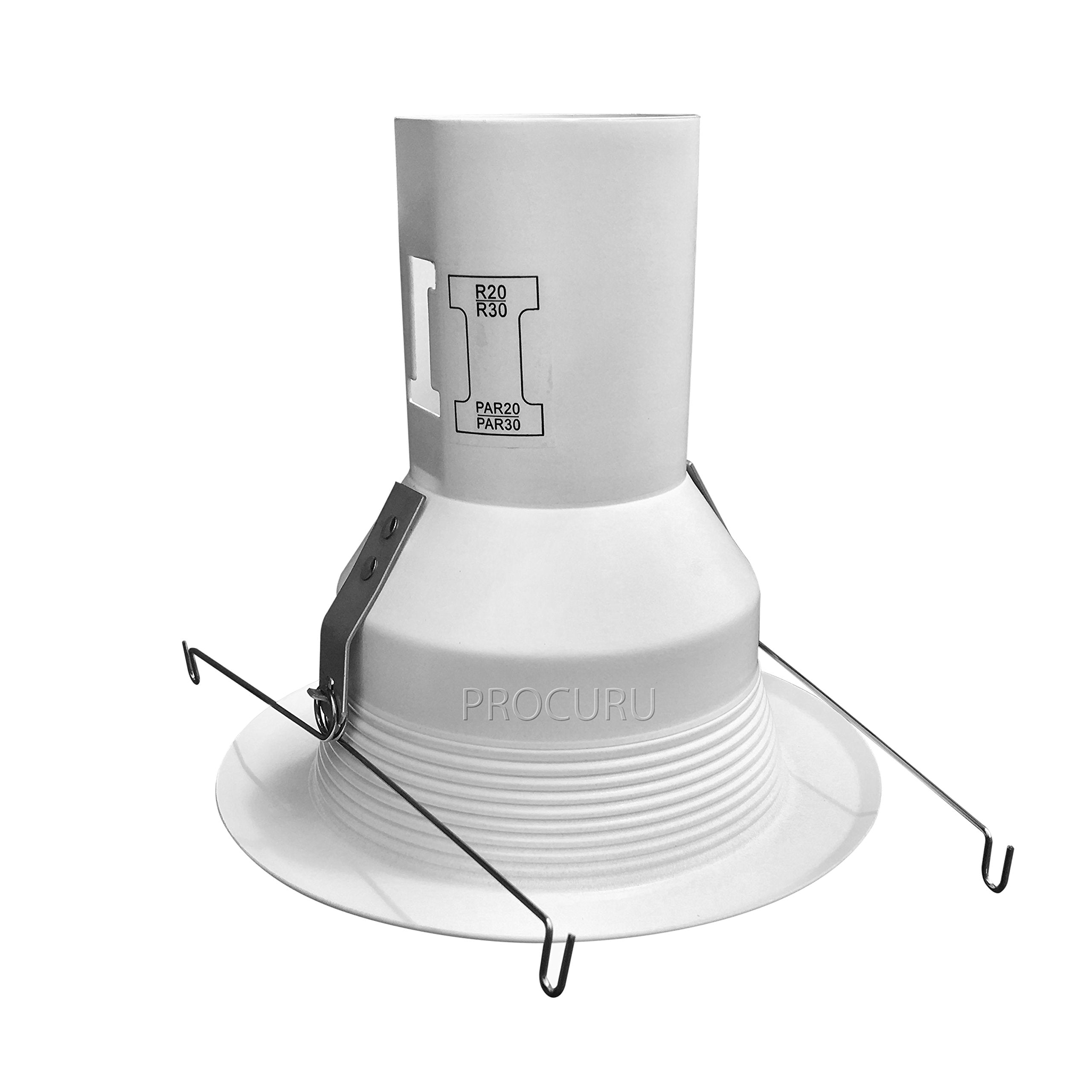 [6-Pack] PROCURU 5'' White Baffle Metal Trim for Recessed Can Light (Replaces Halo 5001P) - Compatible with LED, Incandescent, C