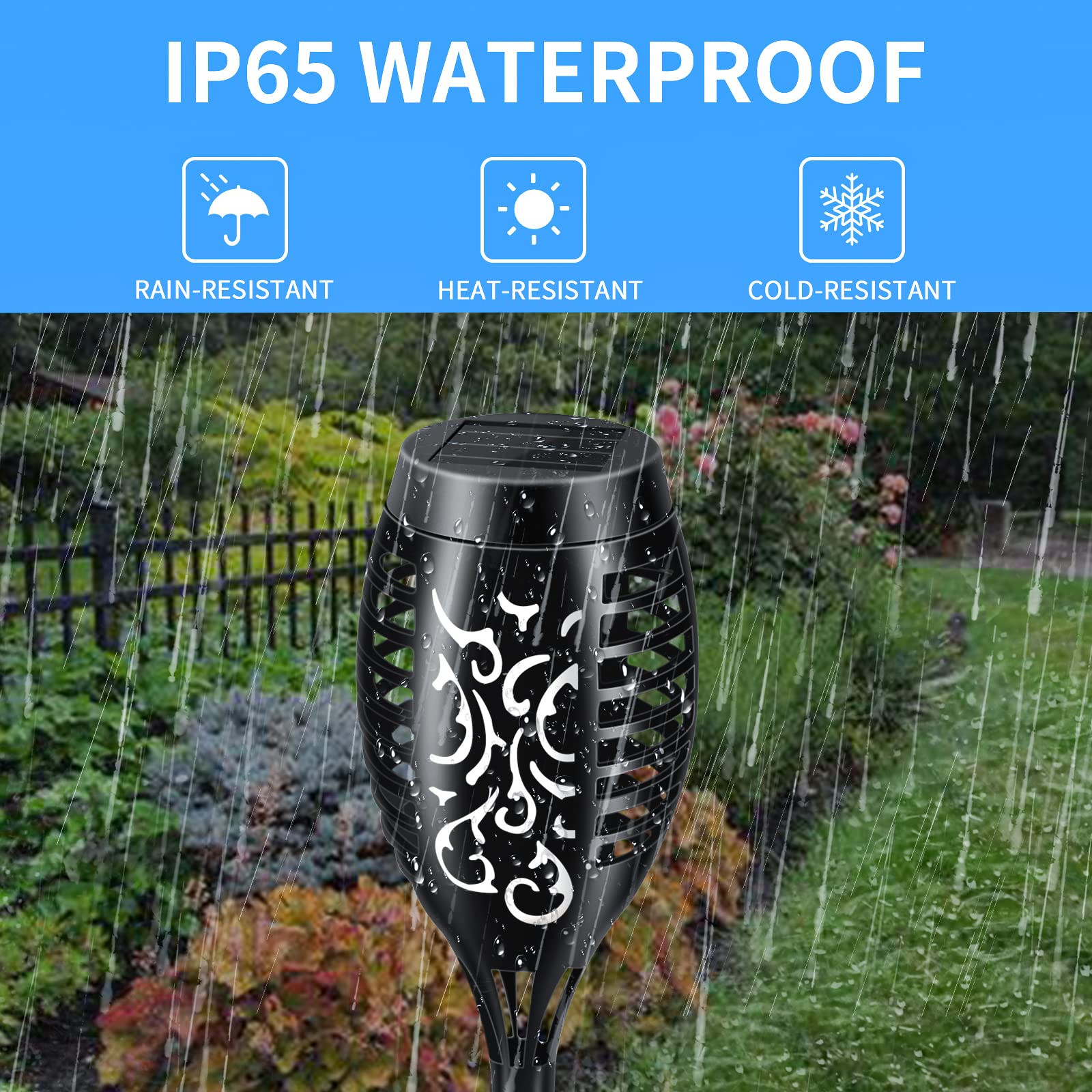 Solar Lights Outdoor 12 Pack, Solar Torch Light With Flickering Flame, Waterproof Outdoor Lighting Solar Powered Pathway Lights,